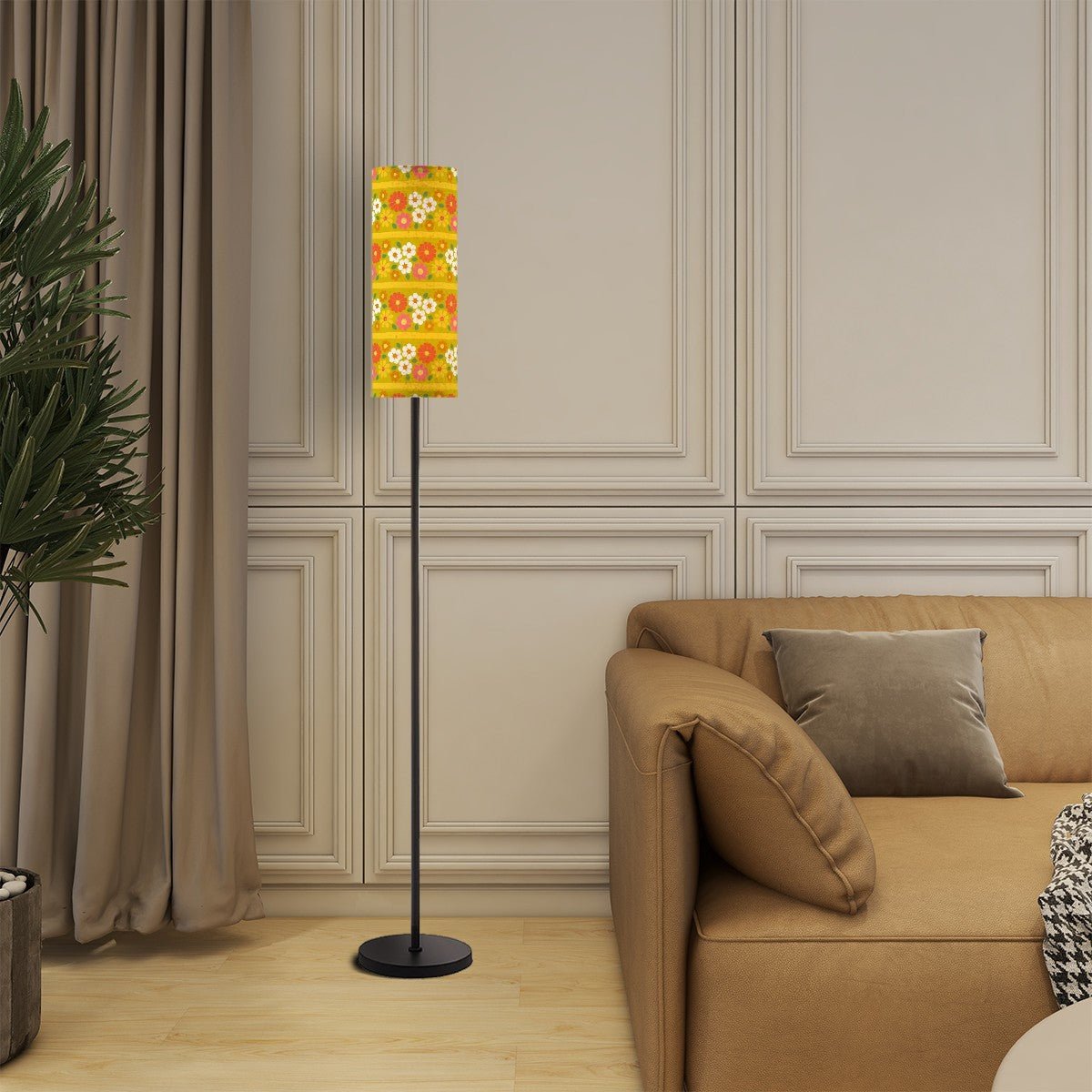Kate McEnroe New York Groovy 70s Flower Power Floor Lamp, Mid Century Modern Retro Cylinder LightFloor LampsrzORXtoEMw