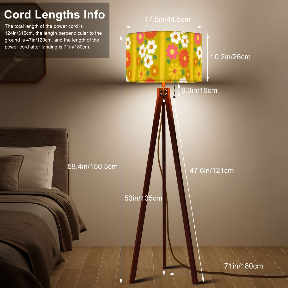 Kate McEnroe New York Groovy 70s Flower Power Tripod Floor Lamp, Mid Century Modern Retro Accent LightFloor LampsCKdhts9UtB