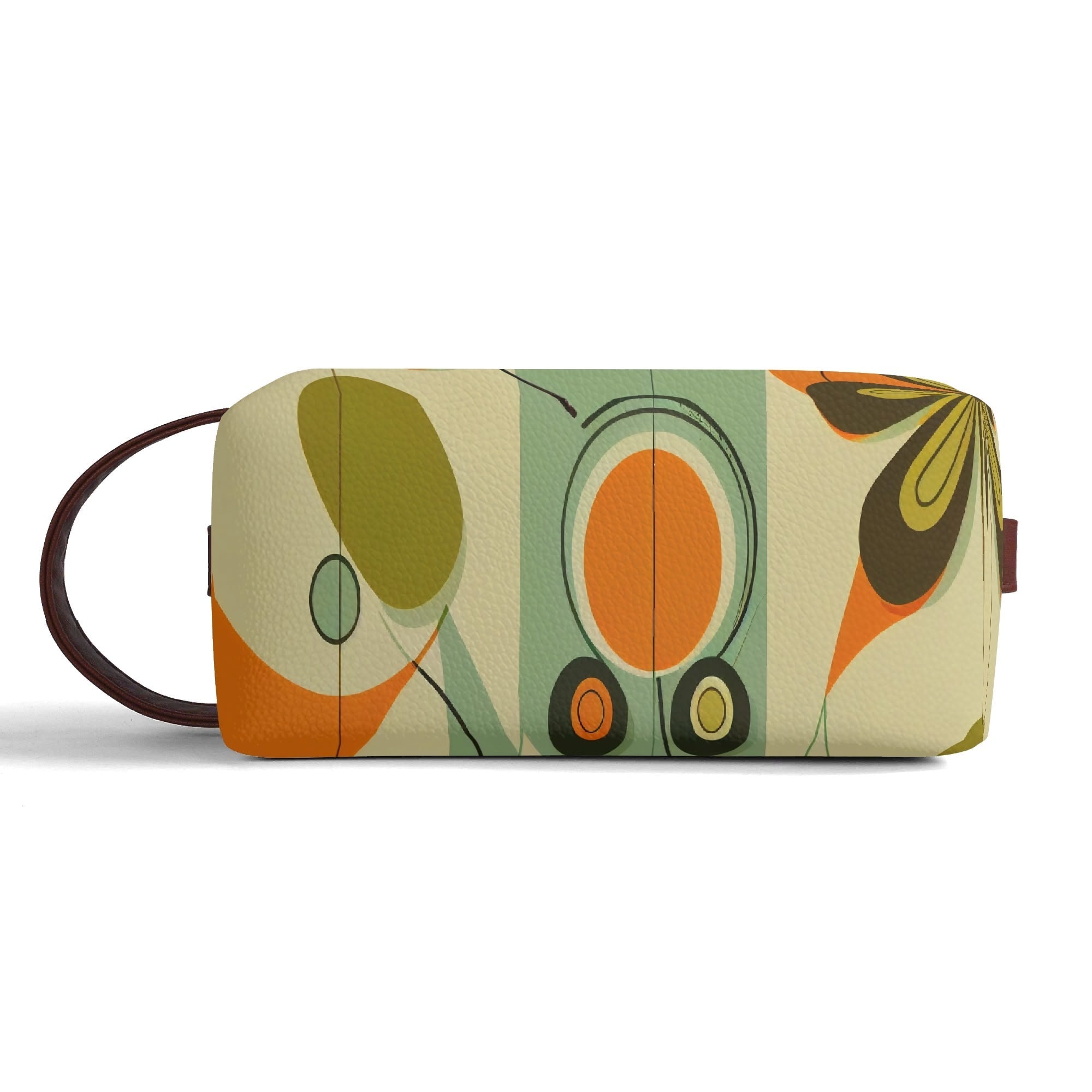 Kate McEnroe New York Groovy 70s Mod Floral Makeup Bag, Retro Mid Century Modern Dopp KitCosmetic & Toiletry BagsWJ2D867W-1