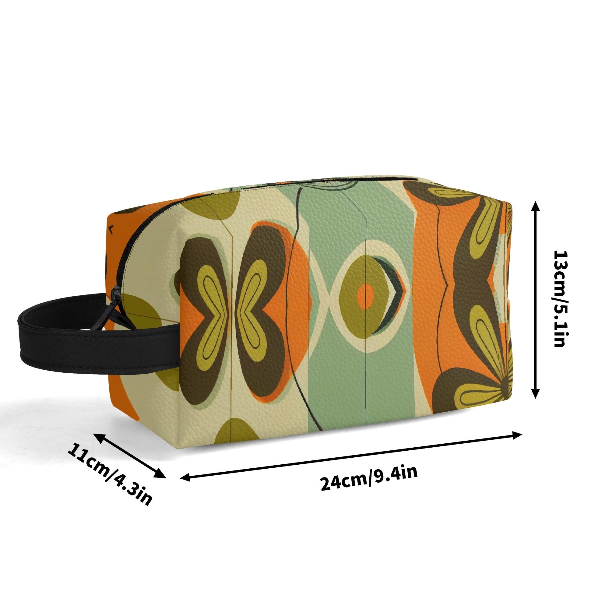 Kate McEnroe New York Groovy 70s Mod Floral Makeup Bag, Retro Mid Century Modern Dopp KitCosmetic & Toiletry BagsWJ2D867W-1