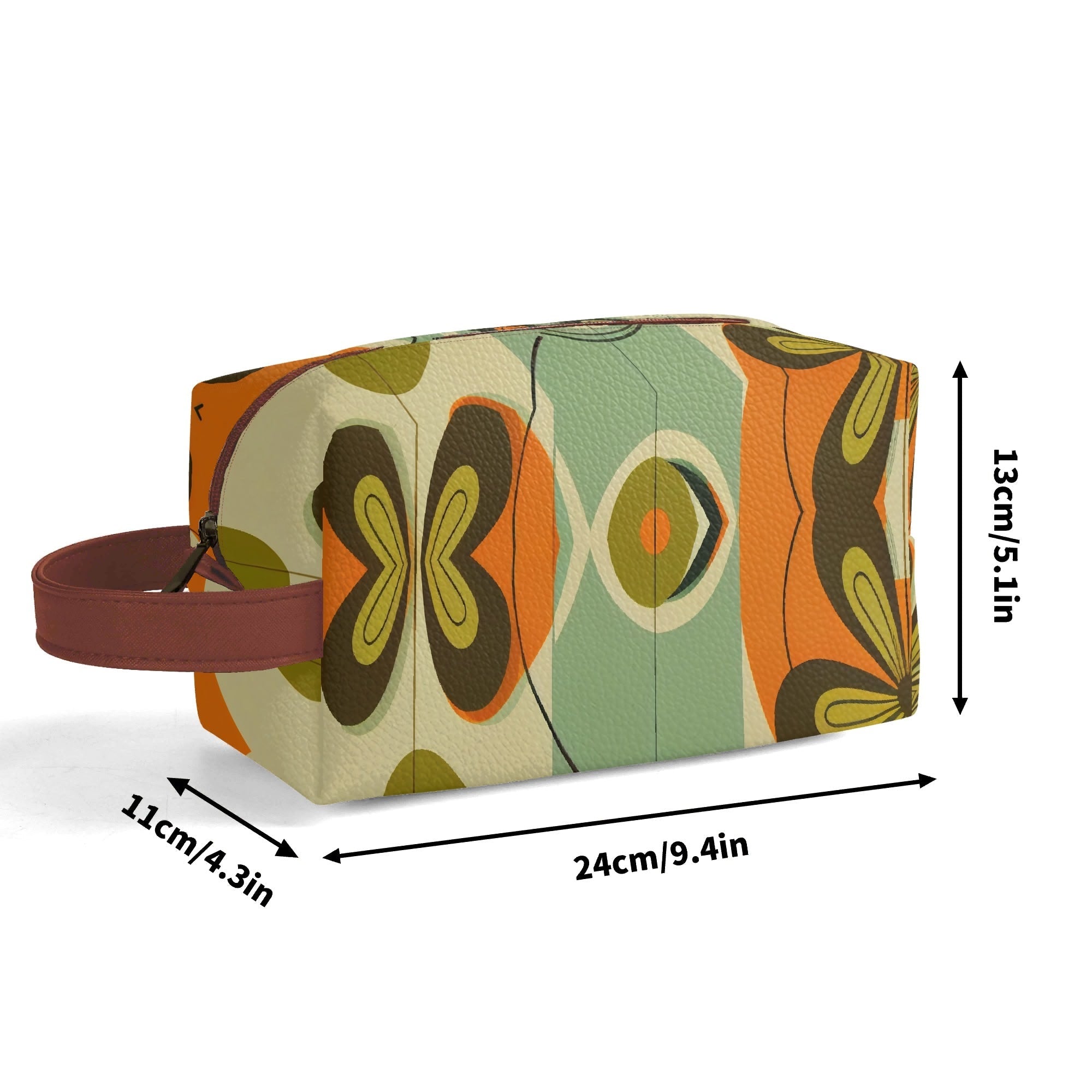 Kate McEnroe New York Groovy 70s Mod Floral Makeup Bag, Retro Mid Century Modern Dopp KitCosmetic & Toiletry BagsWJ2D867W-1