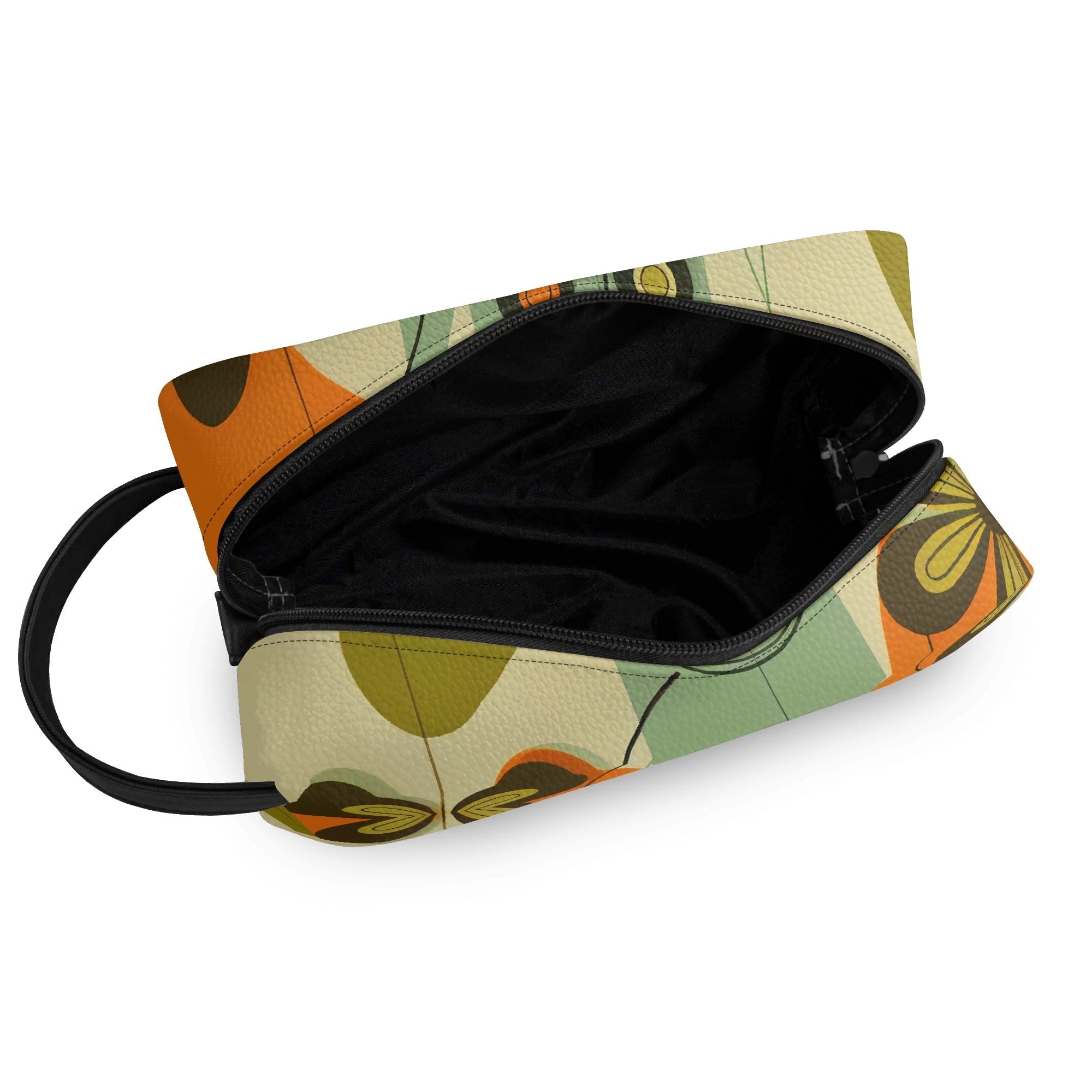 Kate McEnroe New York Groovy 70s Mod Floral Makeup Bag, Retro Mid Century Modern Dopp KitCosmetic & Toiletry BagsWJ2D867W-2