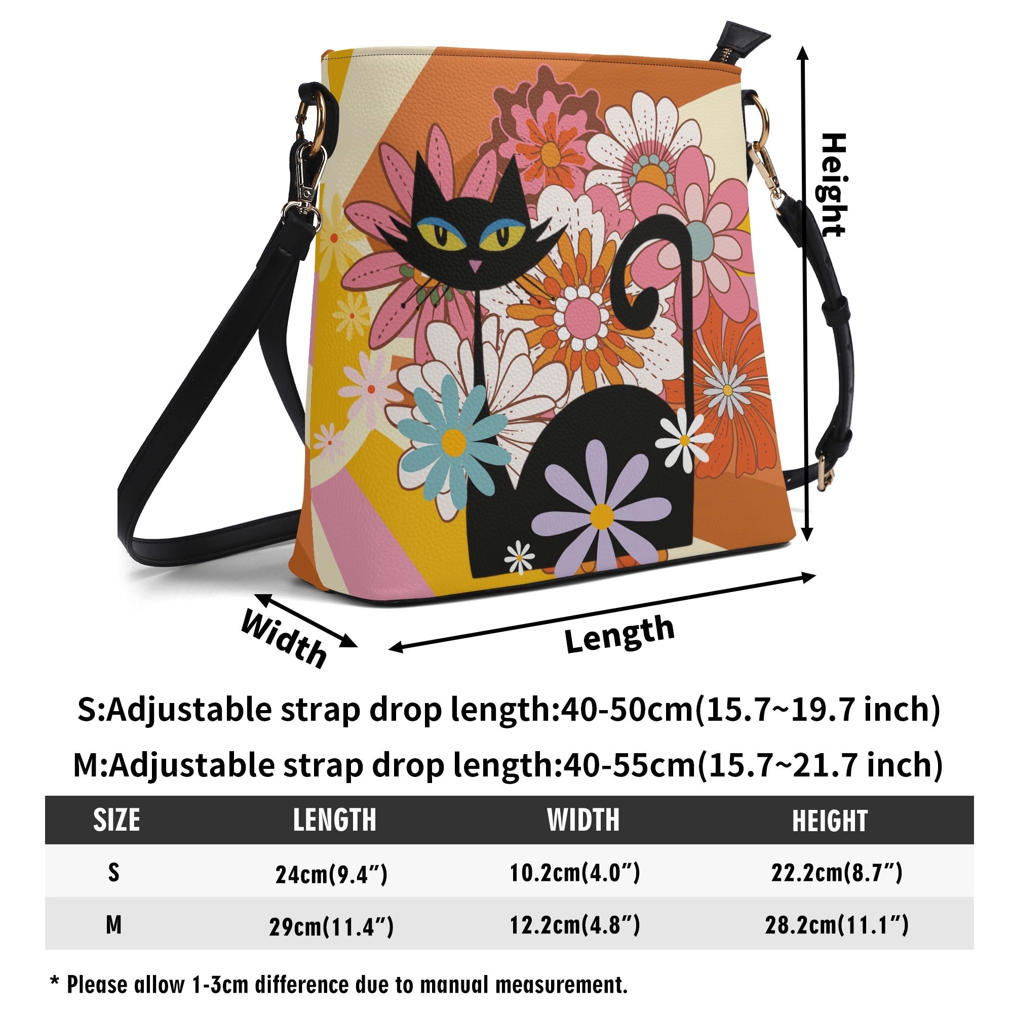 Kate McEnroe New York Groovy Atomic Cat Flower Power Handbag, Hippie Retro 60s Mod Mid Century Modern Bucket BagHandbagsN4MXG2XW - 1