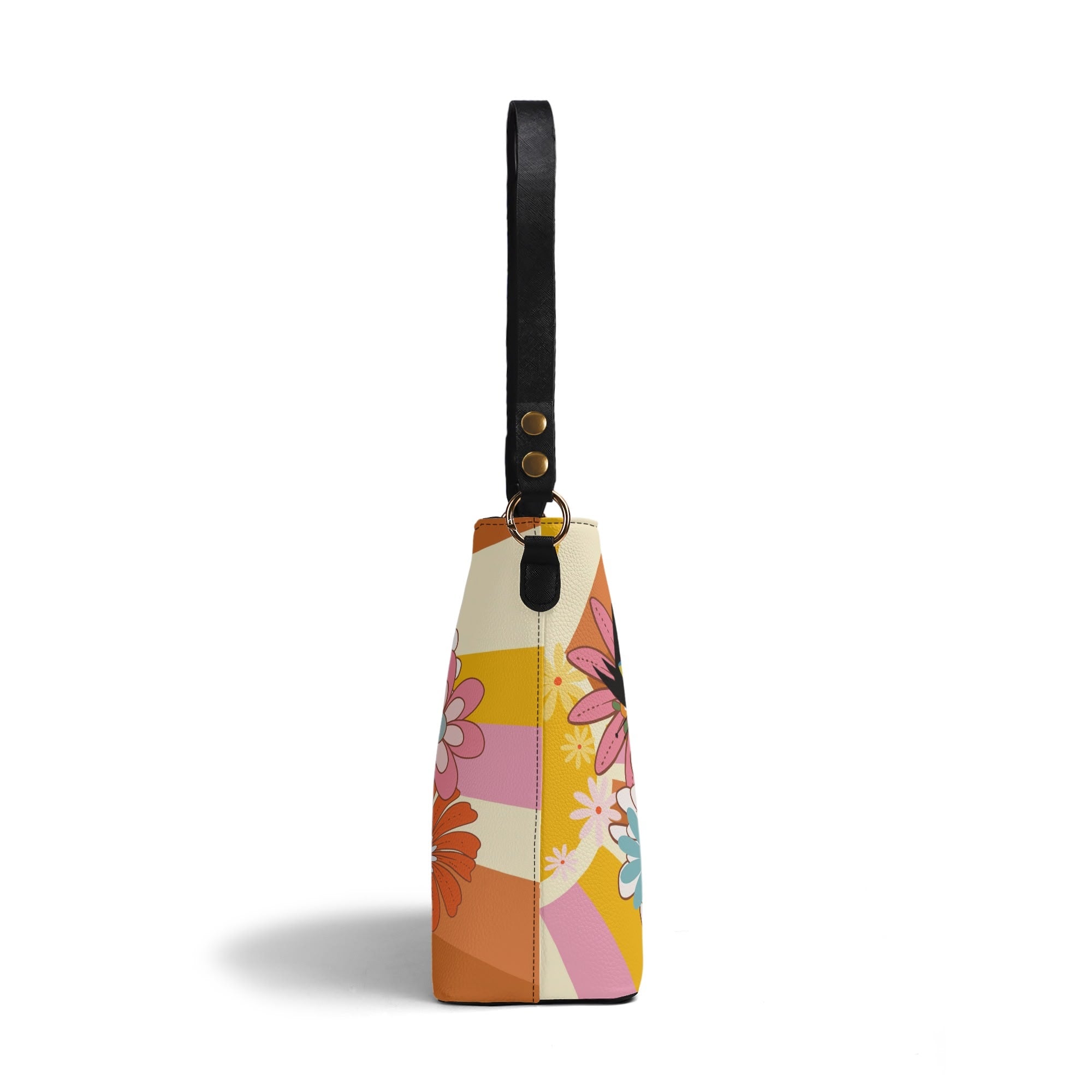 Kate McEnroe New York Groovy Atomic Cat Flower Power Handbag, Hippie Retro 60s Mod Mid Century Modern Bucket BagHandbagsN4MXG2XW - 1