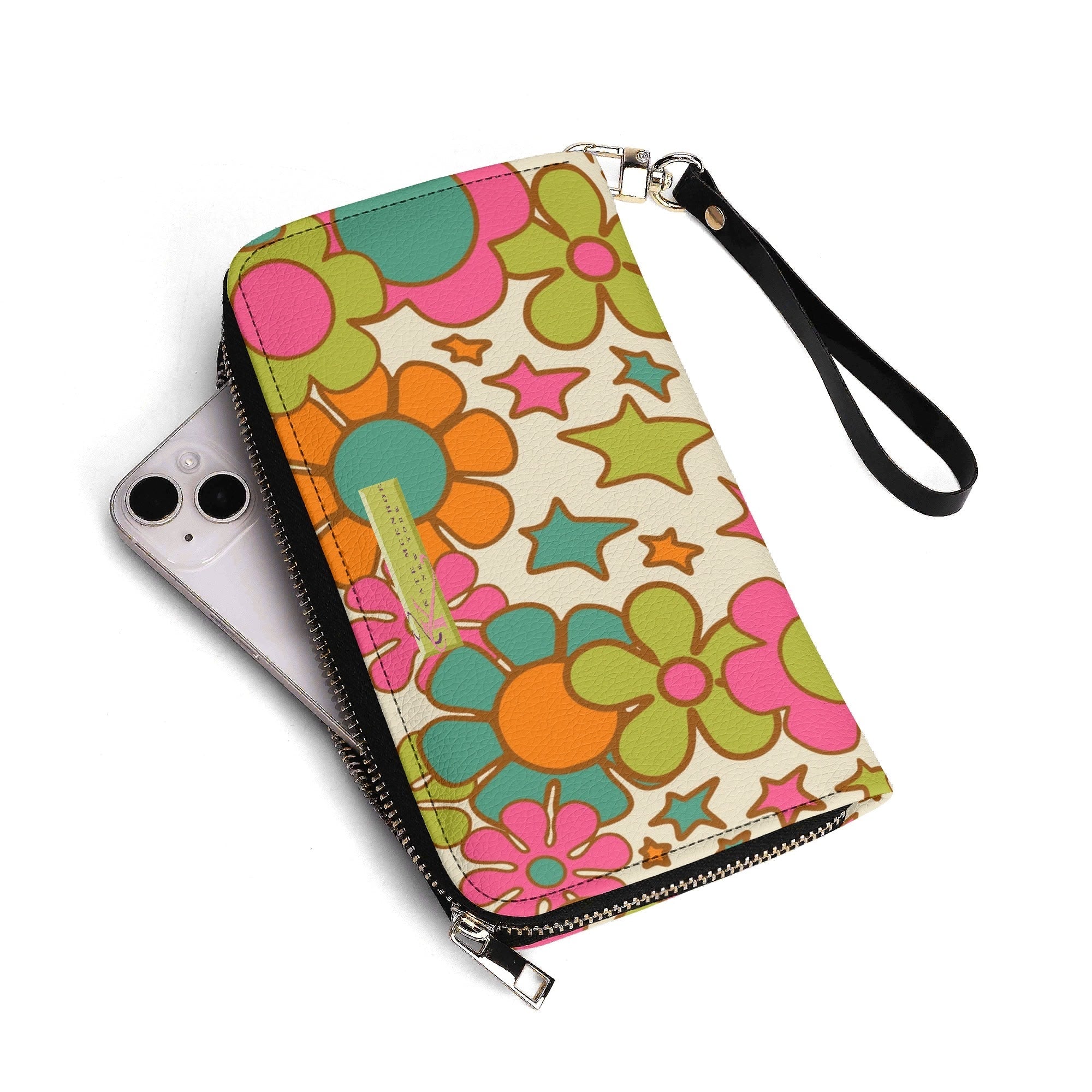 Kate McEnroe New York Groovy Atomic Cat Retro Flower Power Mid Century Modern WalletWalletsNVO60JKY-2