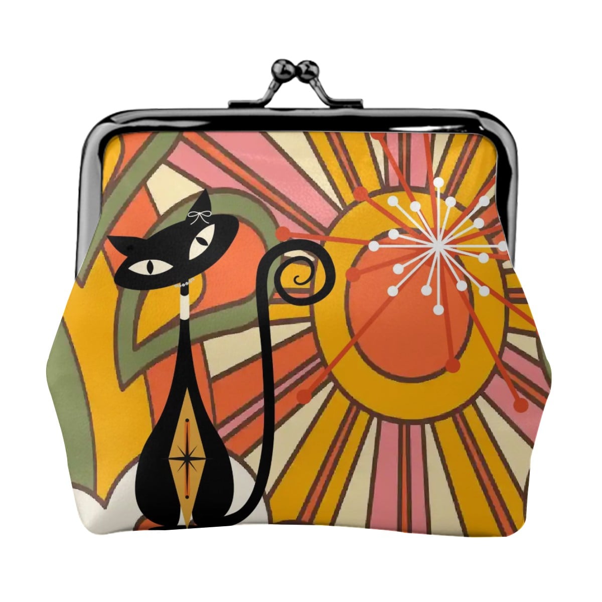 Kate McEnroe New York Groovy Atomic Cat Sunburst Kiss Lock Coin Purse, Kitschy Mid Century ModernCoin Purseswyf80KGJtc