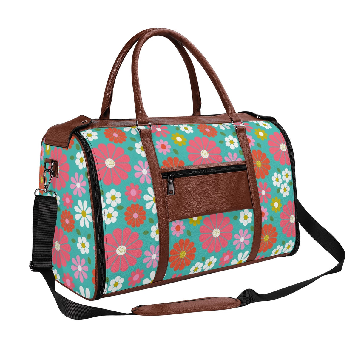 Kate McEnroe New York Groovy Daisy 70s Flower Power Duffel Bag, Retro Hippie Travel WeekenderDuffel BagsN4MEM5VW - 1
