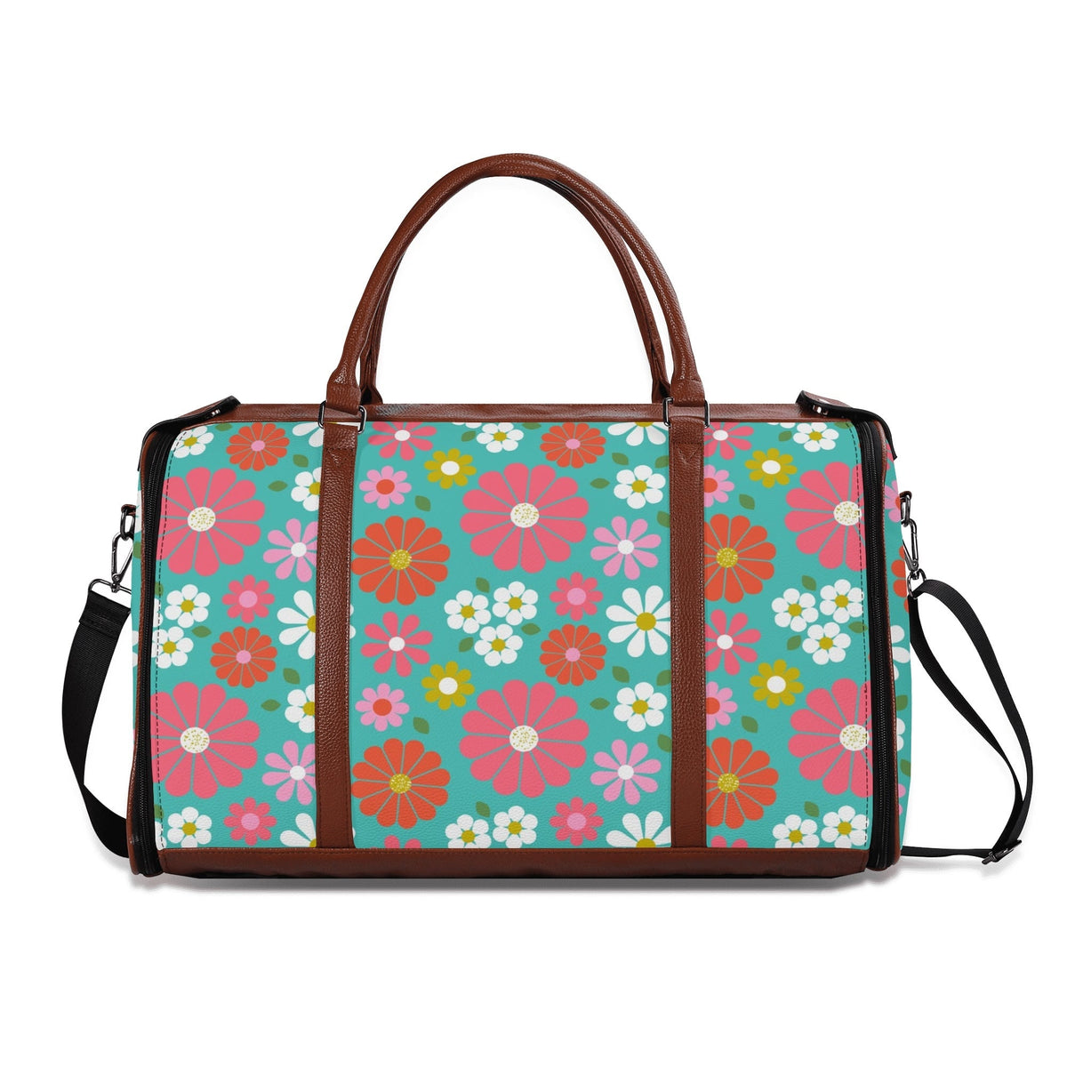 Kate McEnroe New York Groovy Daisy 70s Flower Power Duffel Bag, Retro Hippie Travel WeekenderDuffel BagsN4MEM5VW - 1