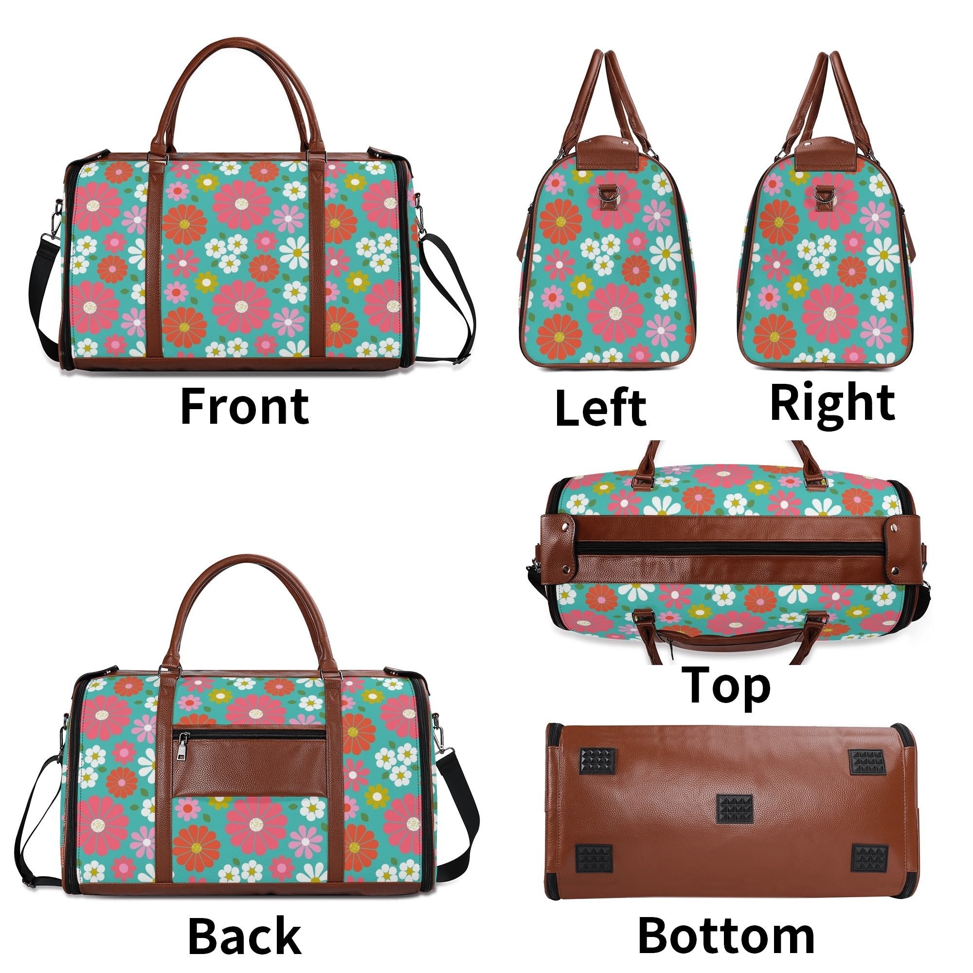 Kate McEnroe New York Groovy Daisy 70s Flower Power Duffel Bag, Retro Hippie Travel WeekenderDuffel BagsN4MEM5VW - 1