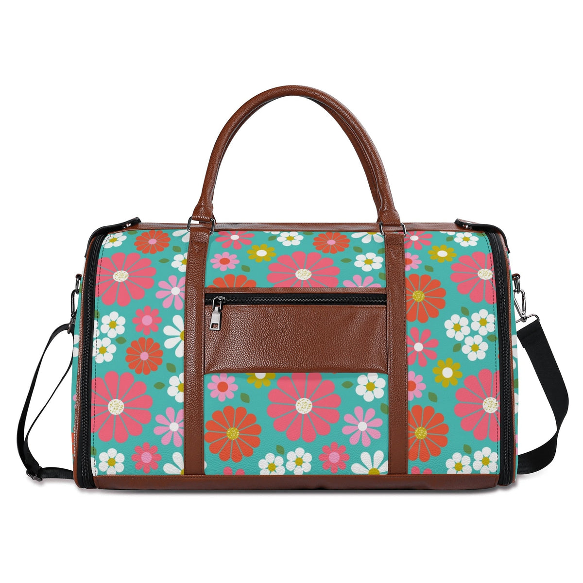 Kate McEnroe New York Groovy Daisy 70s Flower Power Duffel Bag, Retro Hippie Travel WeekenderDuffel BagsN4MEM5VW - 1
