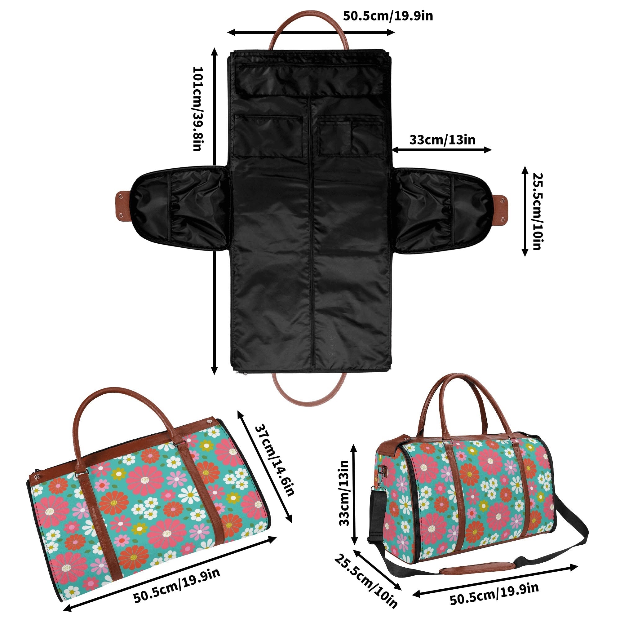 Kate McEnroe New York Groovy Daisy 70s Flower Power Duffel Bag, Retro Hippie Travel WeekenderDuffel BagsN4MEM5VW - 1