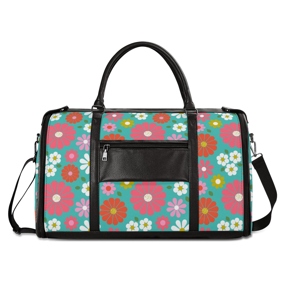 Kate McEnroe New York Groovy Daisy 70s Flower Power Duffel Bag, Retro Hippie Travel WeekenderDuffel BagsN4MEM5VW - 2