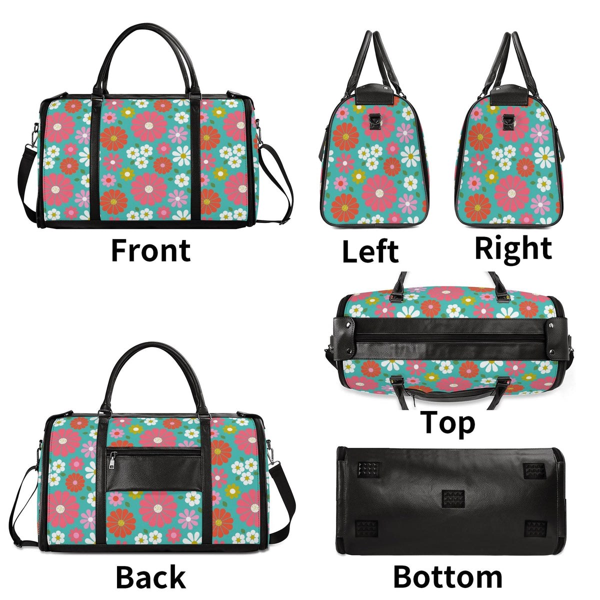 Kate McEnroe New York Groovy Daisy 70s Flower Power Duffel Bag, Retro Hippie Travel WeekenderDuffel BagsN4MEM5VW - 2