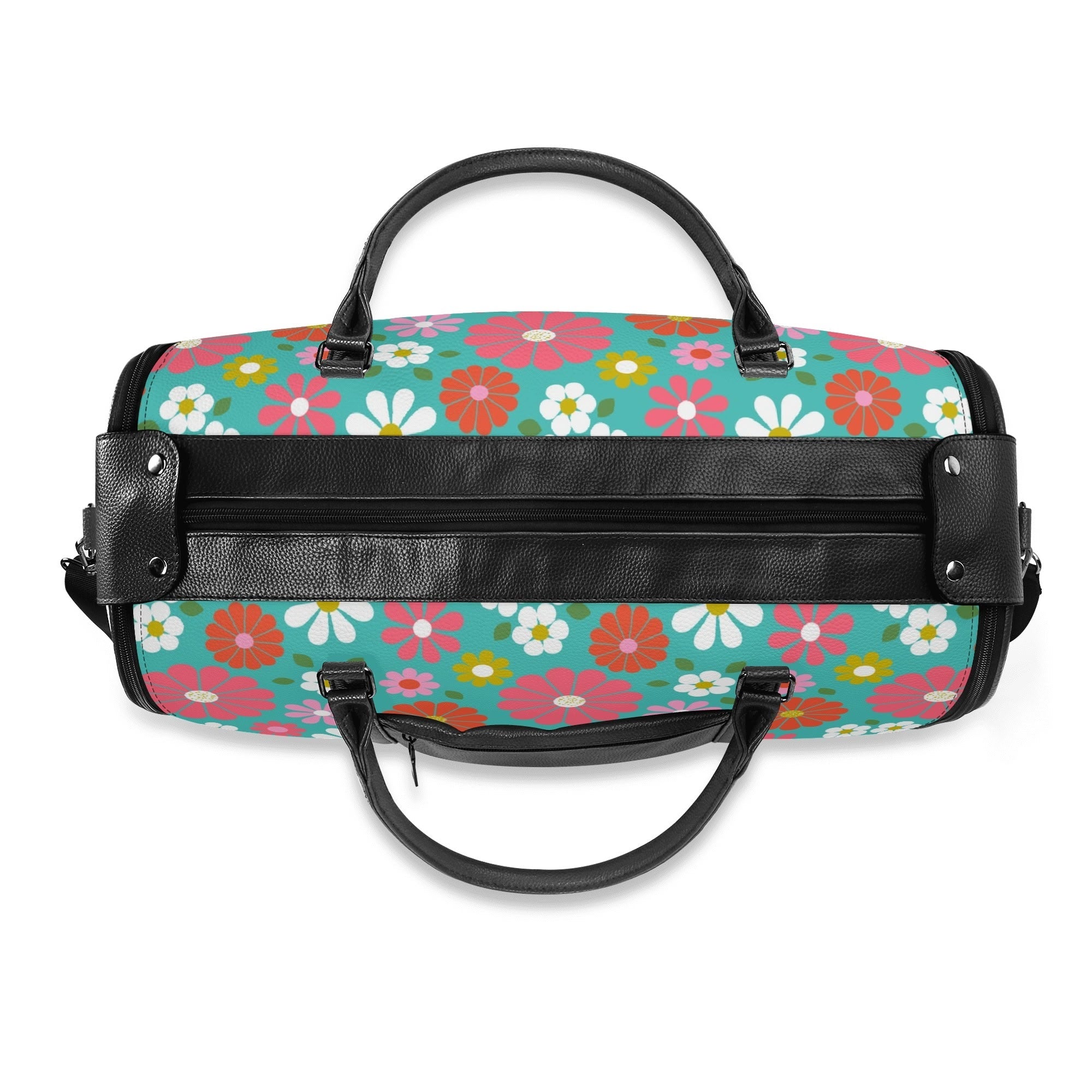 Kate McEnroe New York Groovy Daisy 70s Flower Power Duffel Bag, Retro Hippie Travel WeekenderDuffel BagsN4MEM5VW - 2