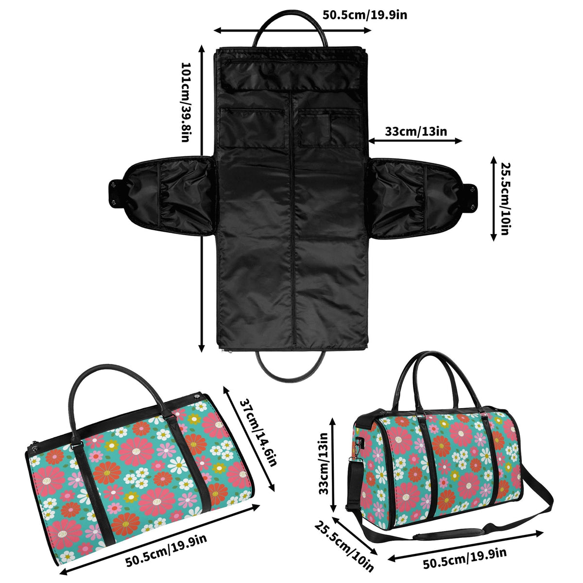 Kate McEnroe New York Groovy Daisy 70s Flower Power Duffel Bag, Retro Hippie Travel WeekenderDuffel BagsN4MEM5VW - 2