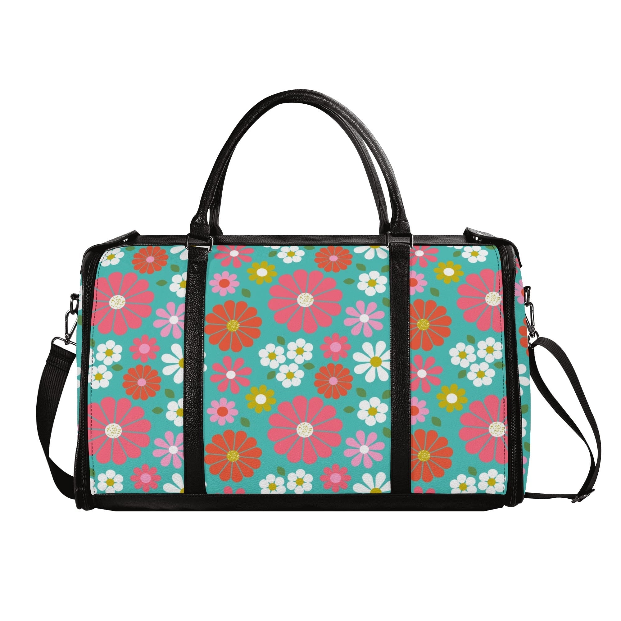 Kate McEnroe New York Groovy Daisy 70s Flower Power Duffel Bag, Retro Hippie Travel WeekenderDuffel BagsN4MEM5VW - 2