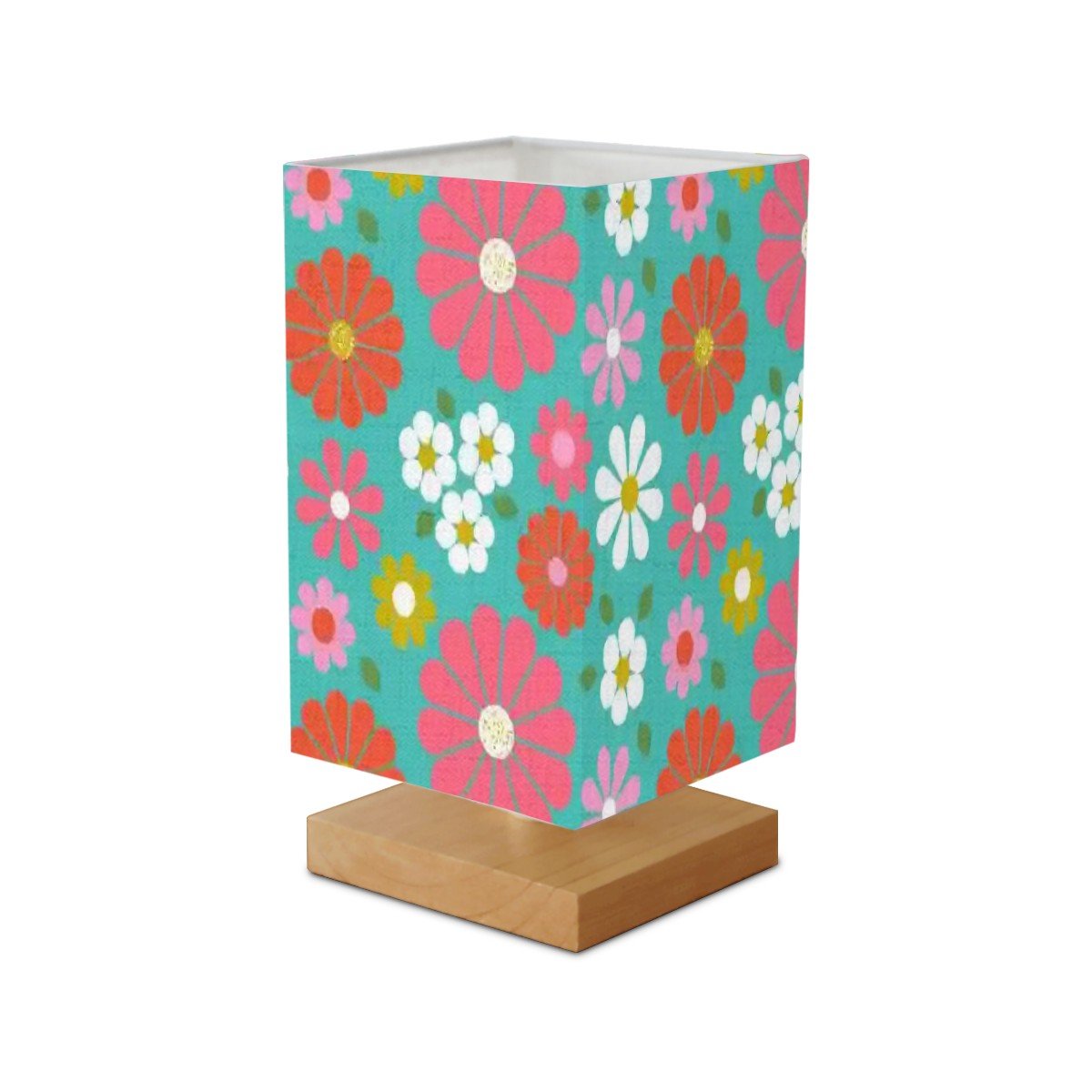 Kate McEnroe New York Groovy Floral Mid Century Modern Table Lamp, Retro 60s Teal Pink Desk Light, MCM Kitsch Room AccentTable LampsBZyFblQ7R3