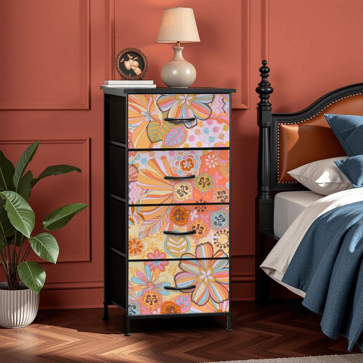 Kate McEnroe New York Groovy Floral Paisley Psychedelic 70s Boho 4 Drawer DresserDresserspYS009uc2M