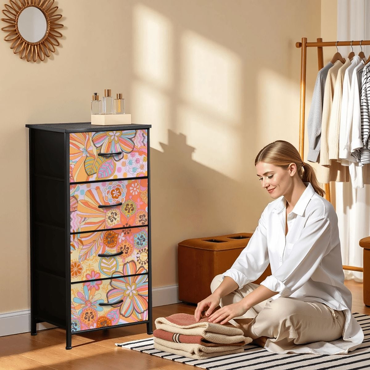 Kate McEnroe New York Groovy Floral Paisley Psychedelic 70s Boho 4 Drawer DresserDresserspYS009uc2M