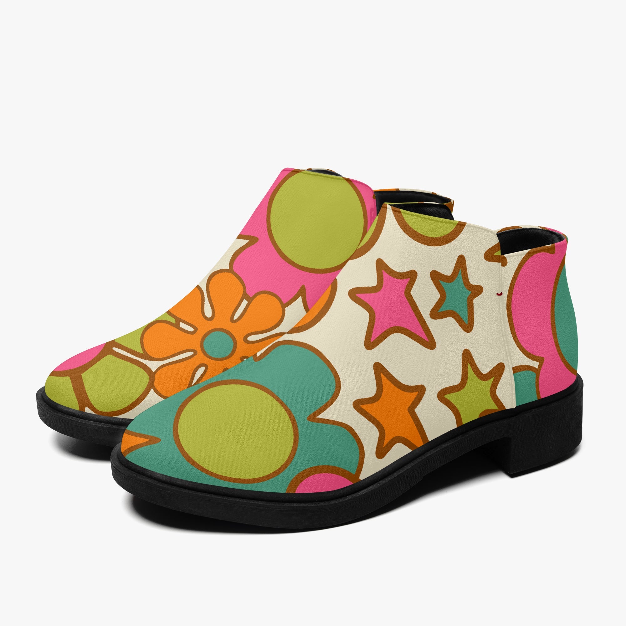 Kate McEnroe New York Groovy Flower Power Ankle Boots, Retro 70s Floral Women&