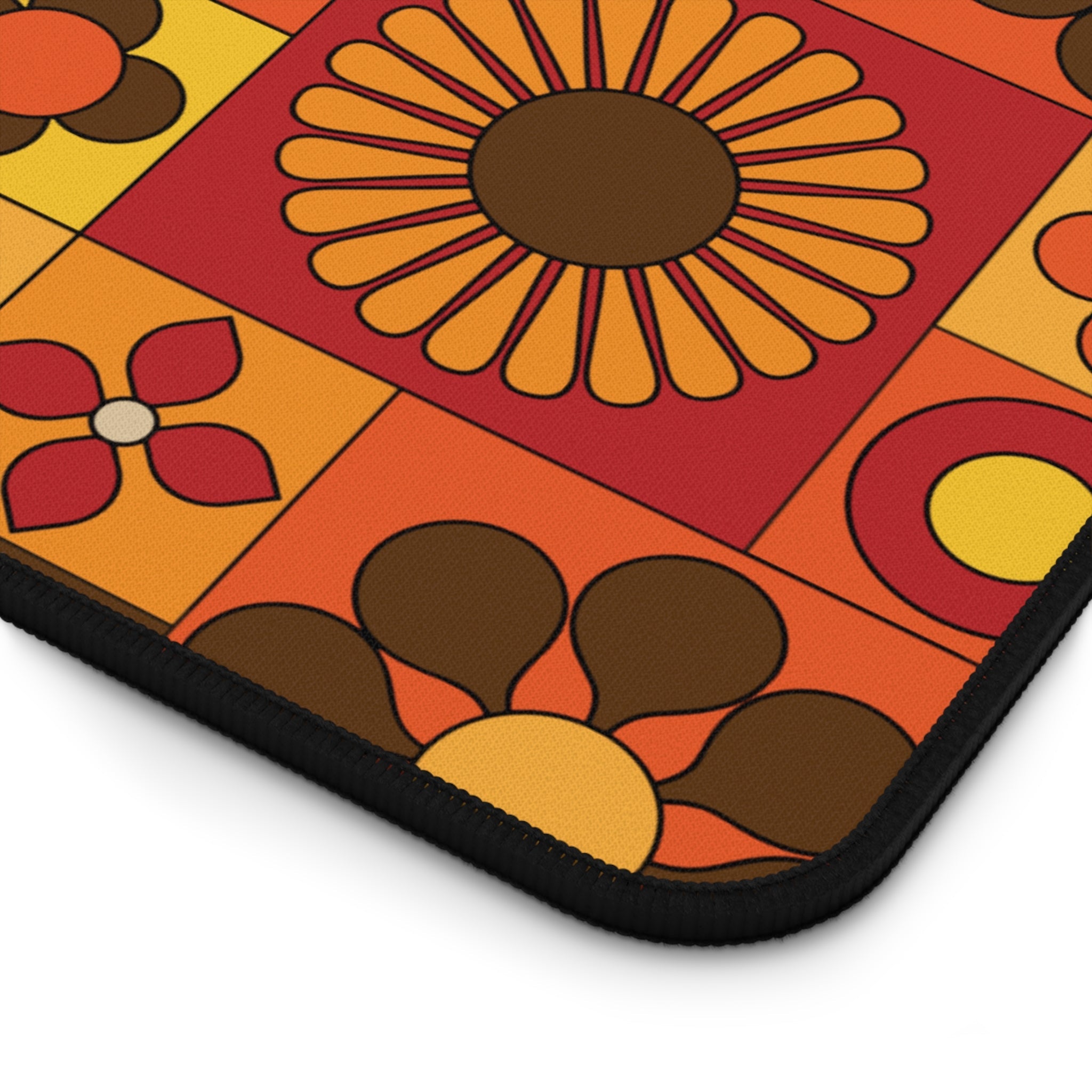 Kate McEnroe New York Groovy Flower Power Desk Mat, Retro 70s Mod Office, Mid Century Modern Floral Computer MatDesk Mats19149625042738614627