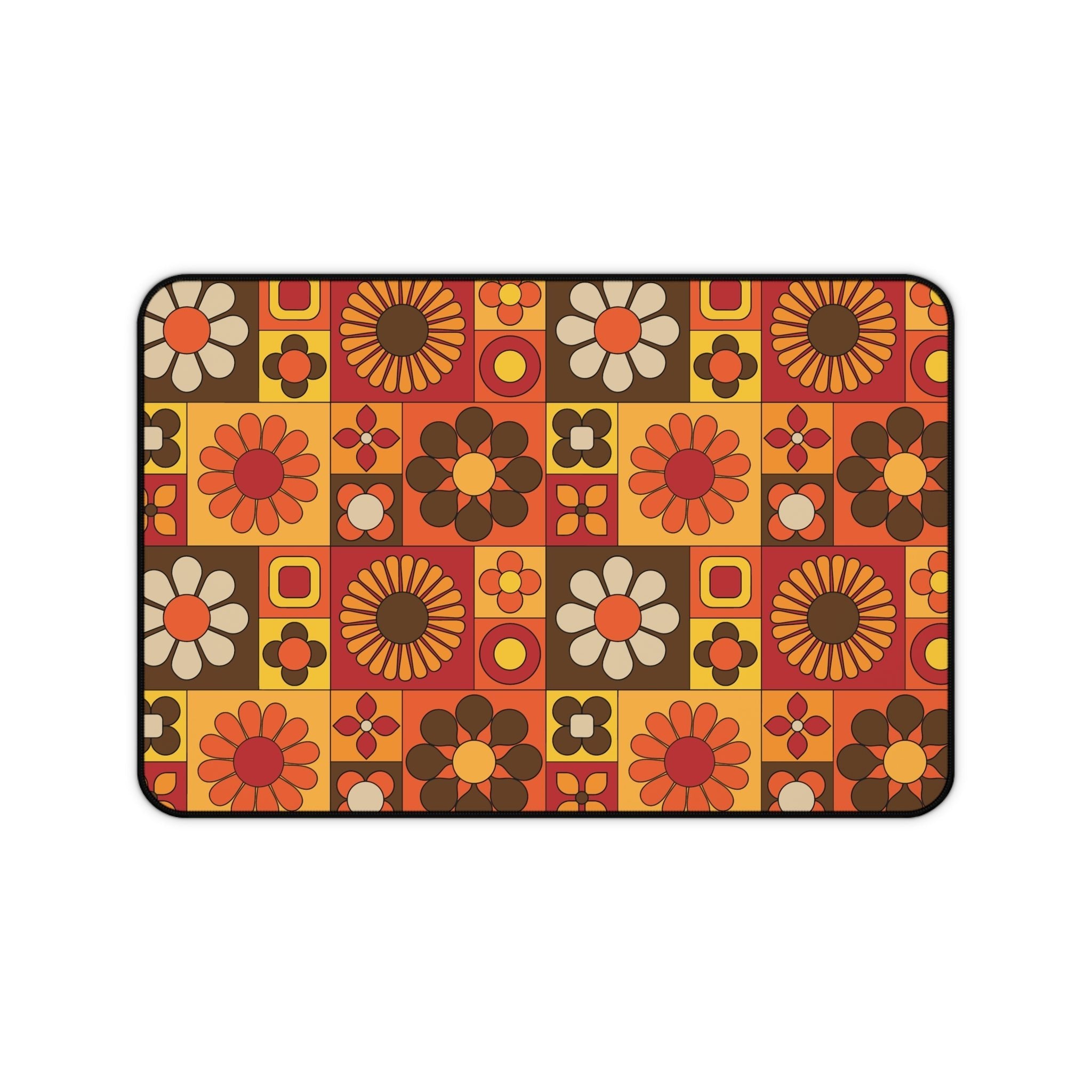 Kate McEnroe New York Groovy Flower Power Desk Mat, Retro 70s Mod Office, Mid Century Modern Floral Computer MatDesk Mats19149625042738614627