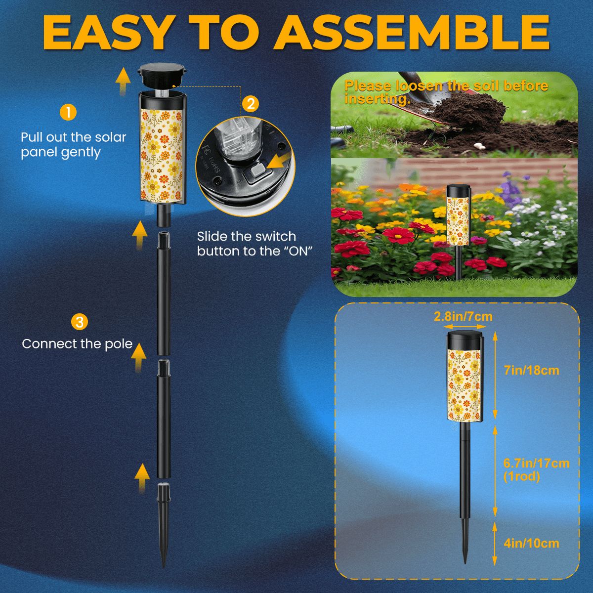 Kate McEnroe New York Groovy Flower Power Outdoor Solar Lights Set of 4, Retro Vintage Floral Garden Pathway LightingSolar Garden Stake Lights8TD08n8np3