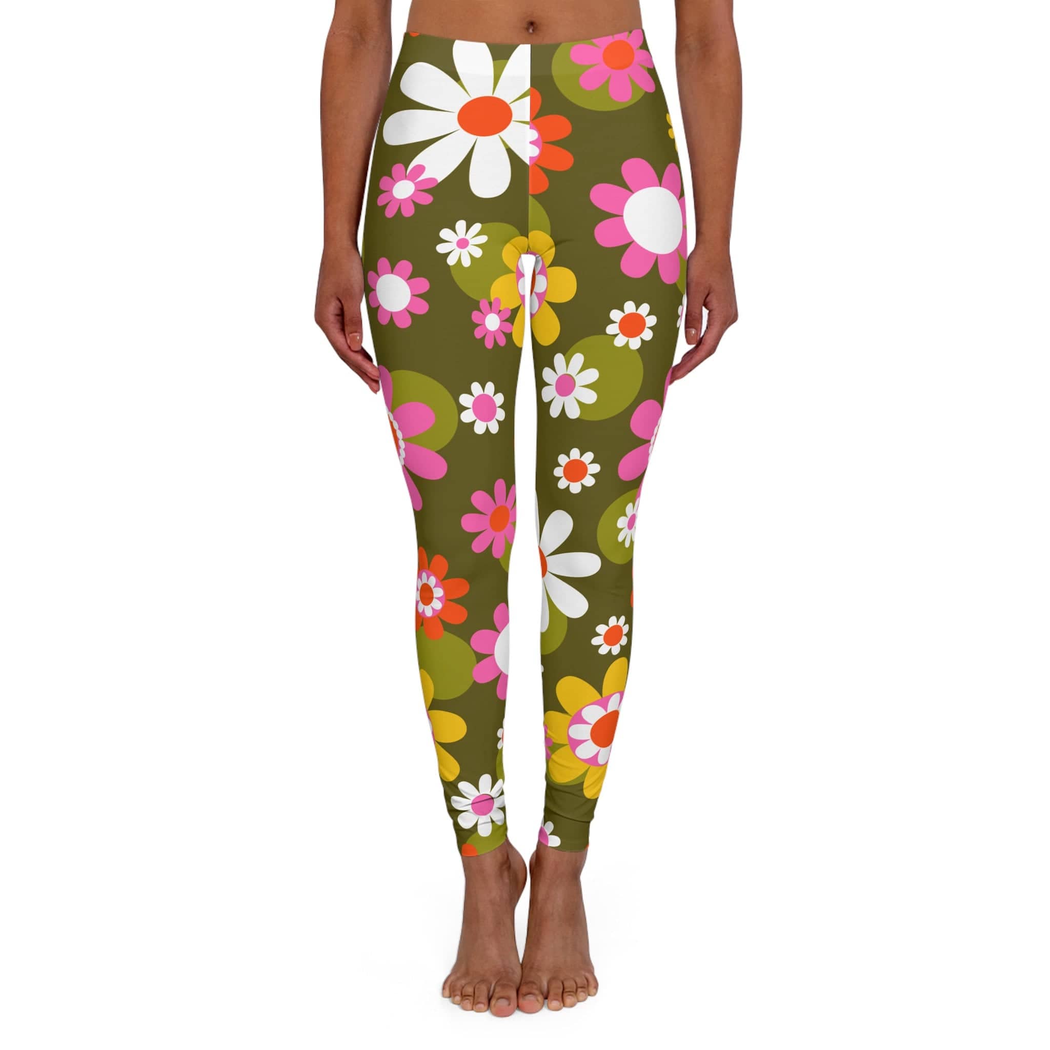 Kate McEnroe New York Groovy Hippie 70s Retro Daisy Flower Power Skinny Fit LeggingsLeggings19592938149470784189