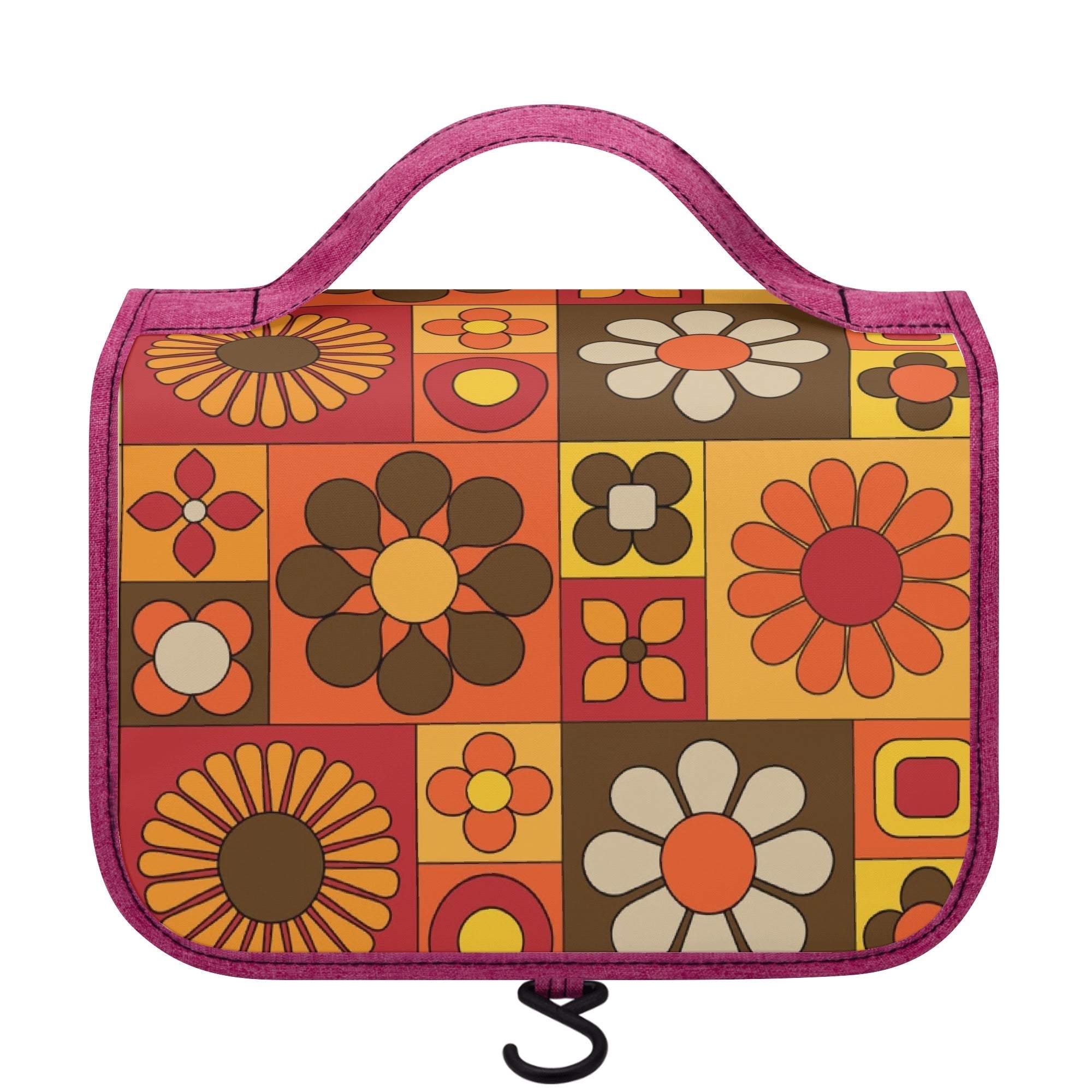 Kate McEnroe New York Groovy Hippie Flower Power Cosmetic Travel Bag, Mid Century Modern Toiletry Organizer, Vintage MCM Hanging Makeup CaseCosmetic & Toiletry BagsNGZ0QR6W - 1