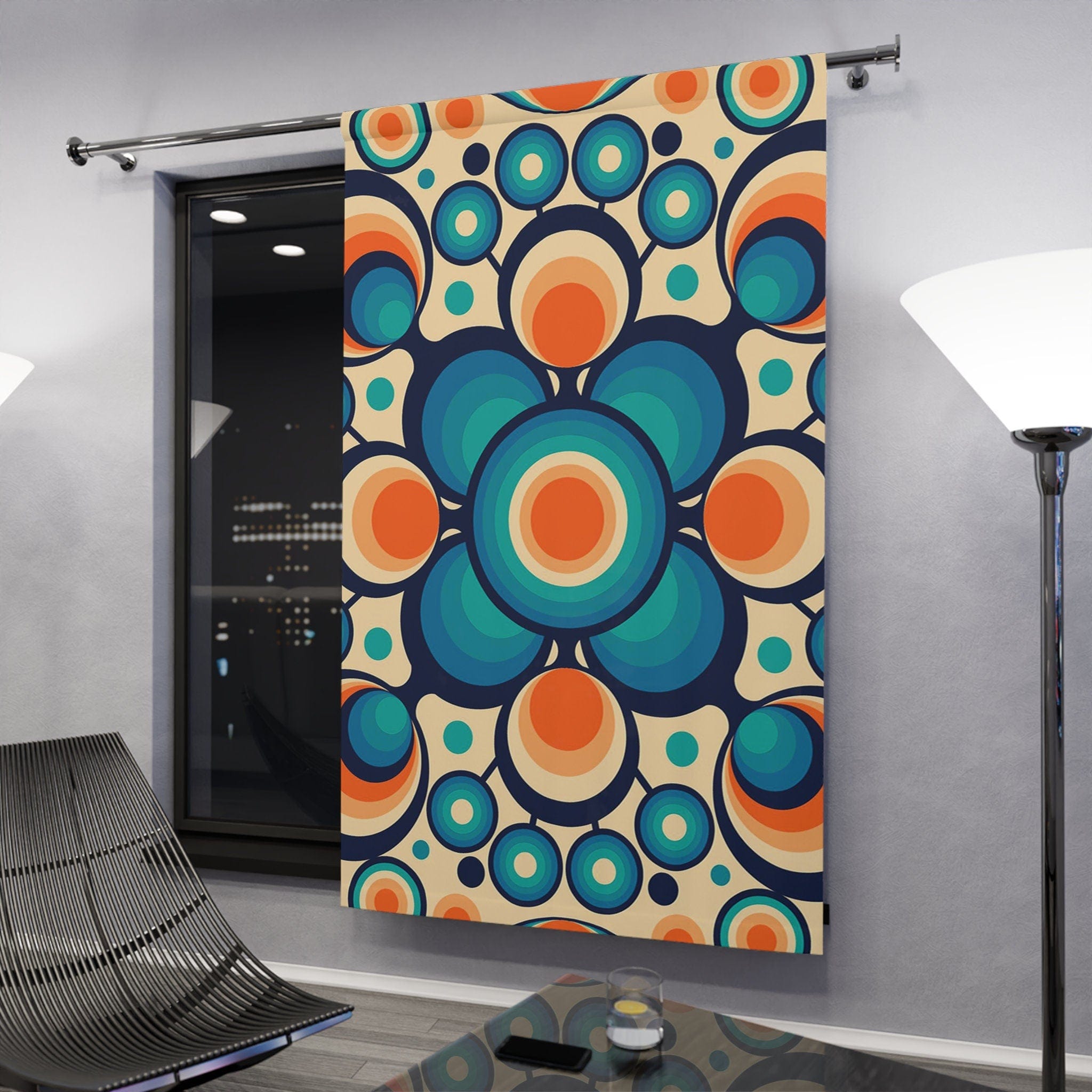 Kate McEnroe New York Groovy Hippie Retro Orbs Mid Century Modern Window CurtainsWindow CurtainsW3D - ORB - BSL - SH2
