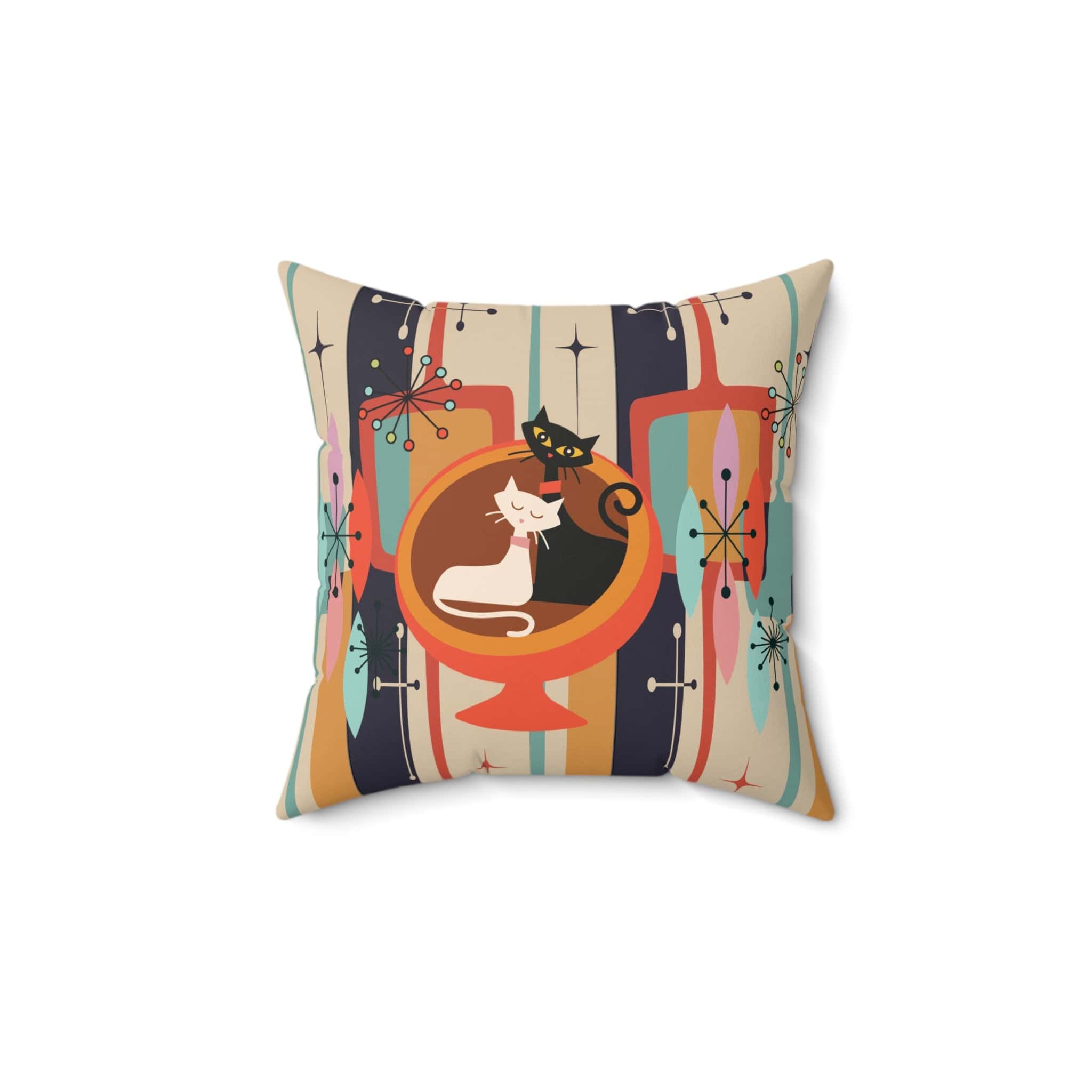 Kate McEnroe New York Groovy Mid Century Modern Atomic Cat Egg Chair Throw Pillow with InsertThrow Pillows24228638806815651089