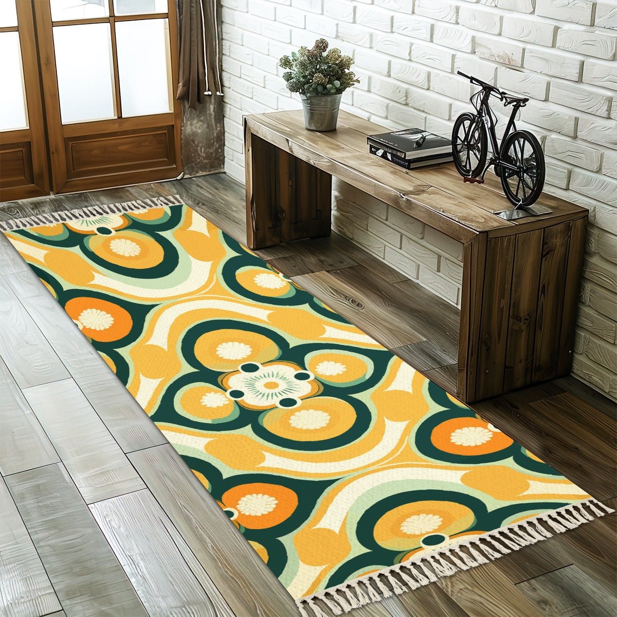Kate McEnroe New York Groovy Mid Century Modern Runner Rug, Retro Mod Entryway Accent, 60s Geometric Floor DecorRugs3b3CXorHfi