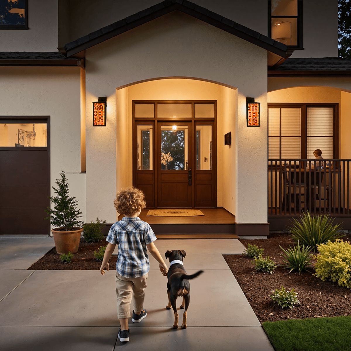 Kate McEnroe New York Groovy Mod 70s Orange Wall Sconce, Mid Century Modern Indoor Outdoor, Funky Porch LampOutdoor Wall LightsBnqfFTJTsk