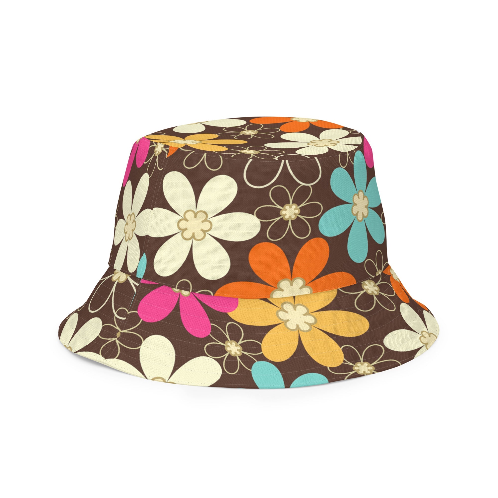 Kate McEnroe New York Groovy Mod Flower Reversible Bucket Hat, Retro 60s MCM Hippie StyleHats8041242_19255