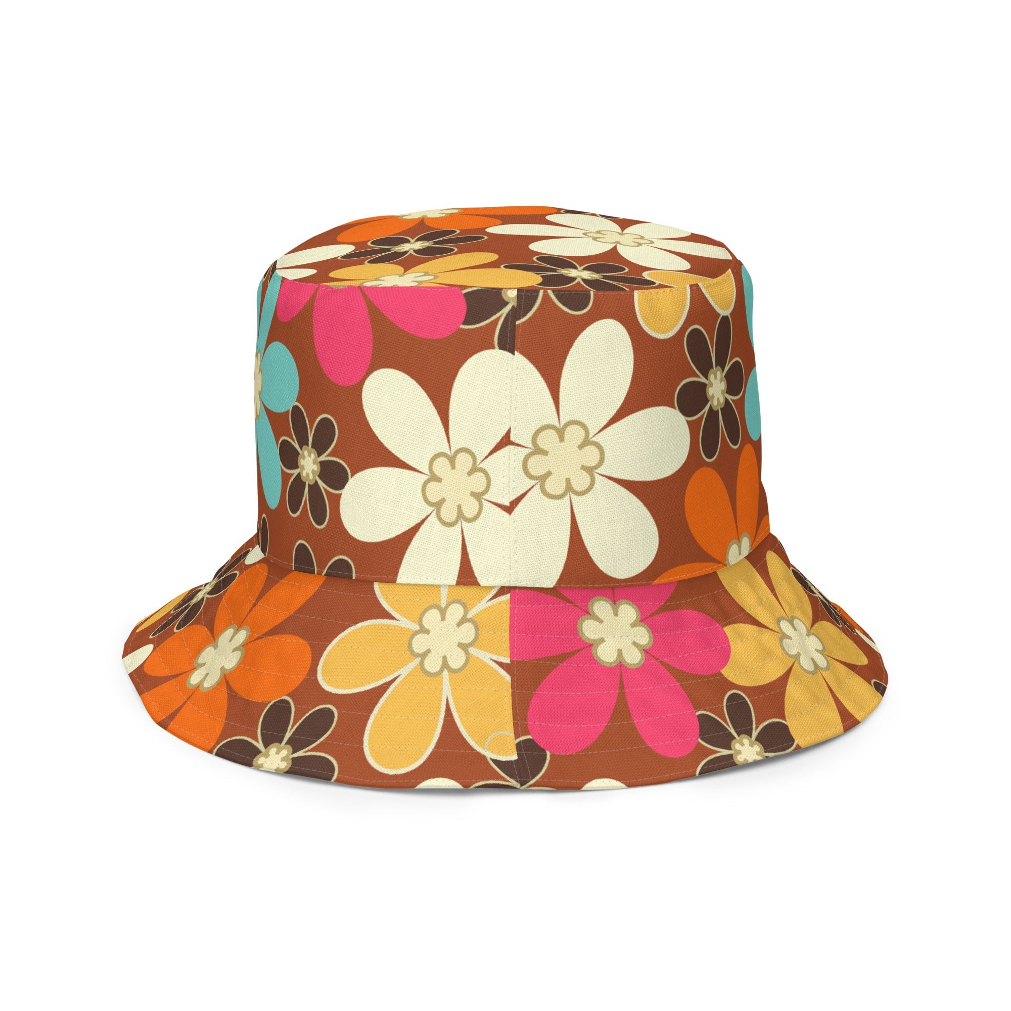 Kate McEnroe New York Groovy Mod Flower Reversible Bucket Hat, Retro 60s MCM Hippie StyleHats8041242_19255