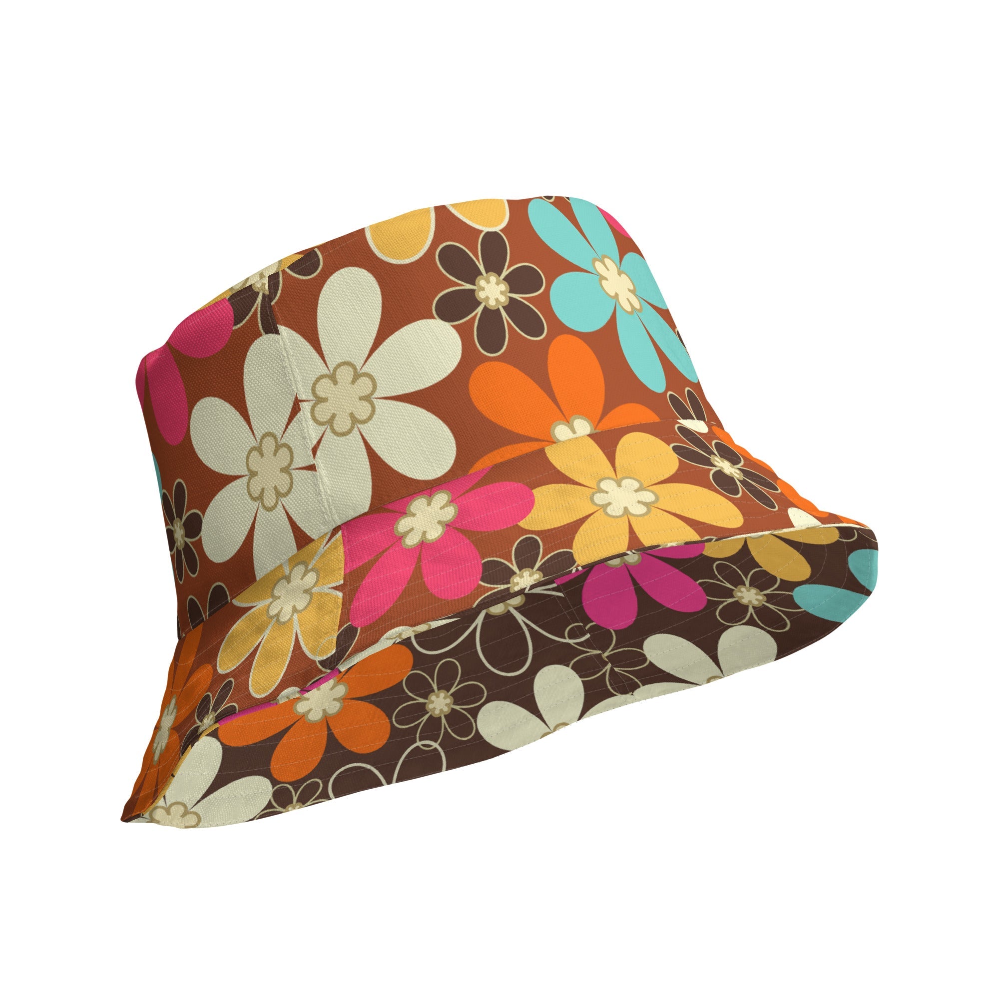 Kate McEnroe New York Groovy Mod Flower Reversible Bucket Hat, Retro 60s MCM Hippie StyleHats8041242_19255