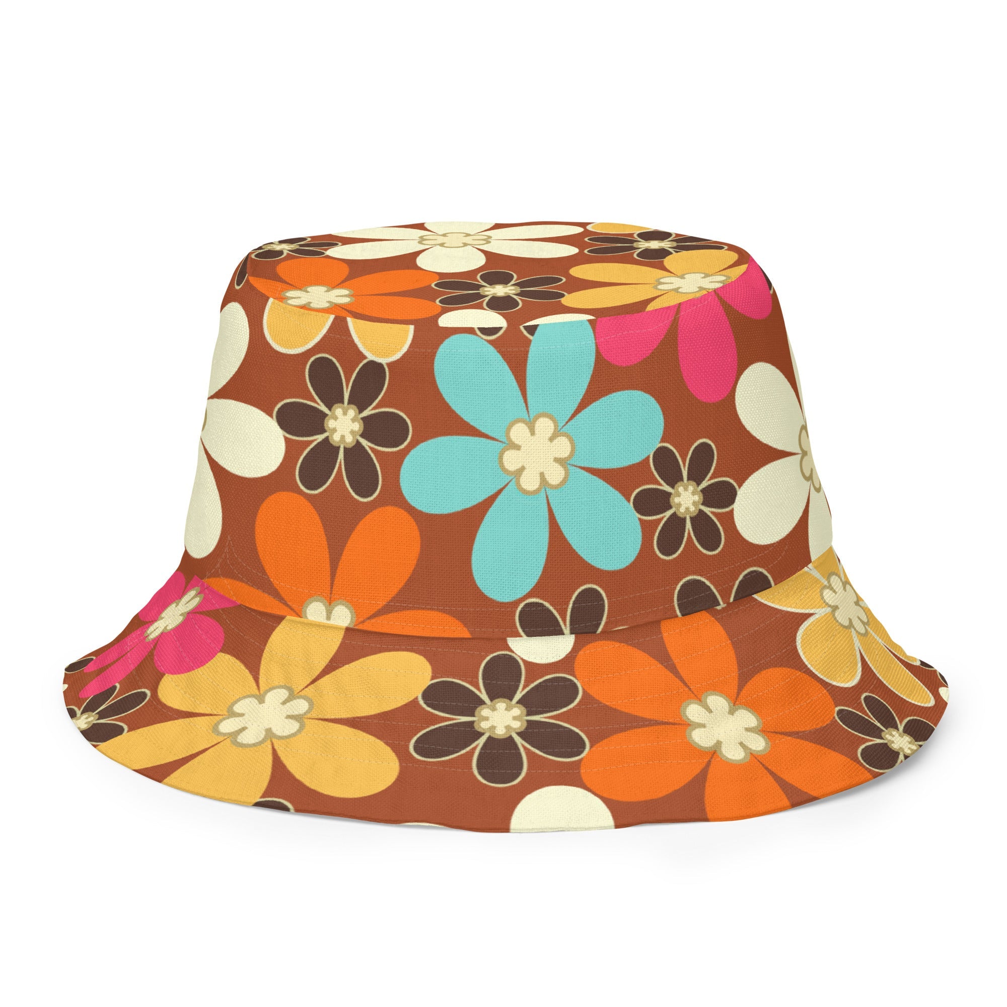 Kate McEnroe New York Groovy Mod Flower Reversible Bucket Hat, Retro 60s MCM Hippie StyleHats8041242_19255