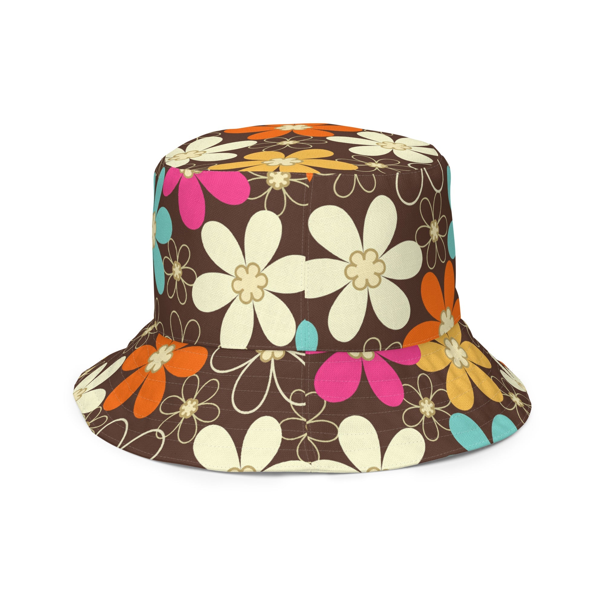 Kate McEnroe New York Groovy Mod Flower Reversible Bucket Hat, Retro 60s MCM Hippie StyleHats8041242_19255