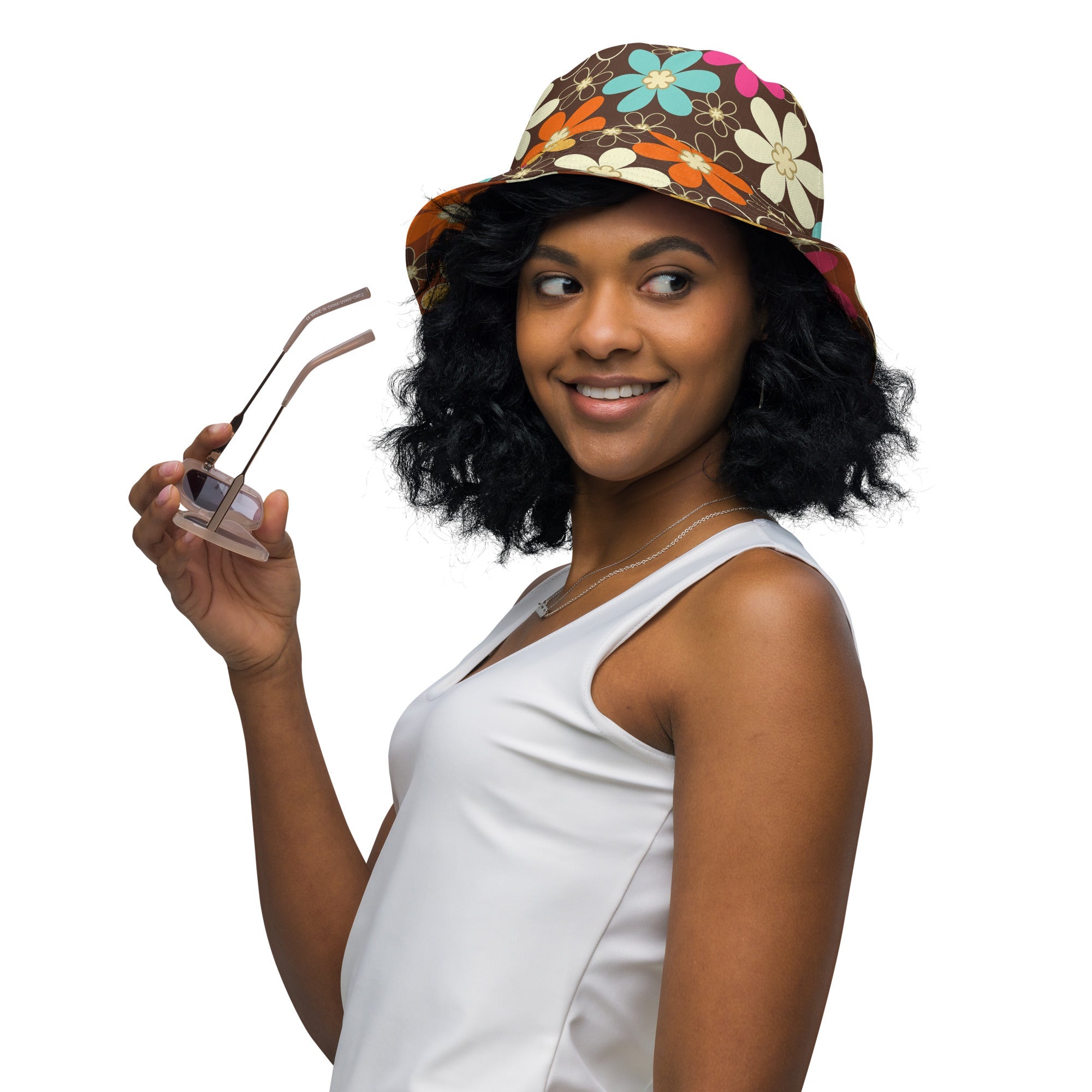 Kate McEnroe New York Groovy Mod Flower Reversible Bucket Hat, Retro 60s MCM Hippie StyleHats8041242_19255