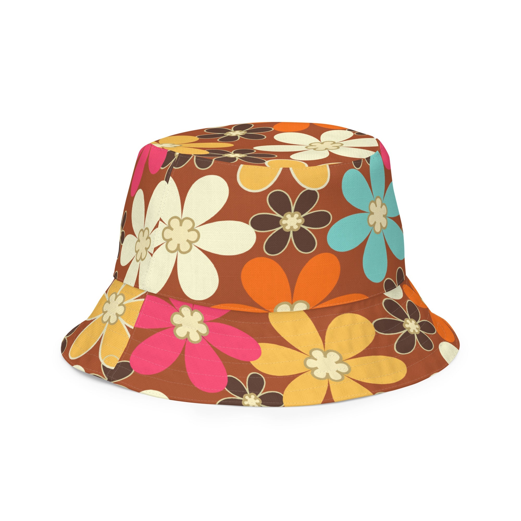 Kate McEnroe New York Groovy Mod Flower Reversible Bucket Hat, Retro 60s MCM Hippie StyleHats8041242_19255