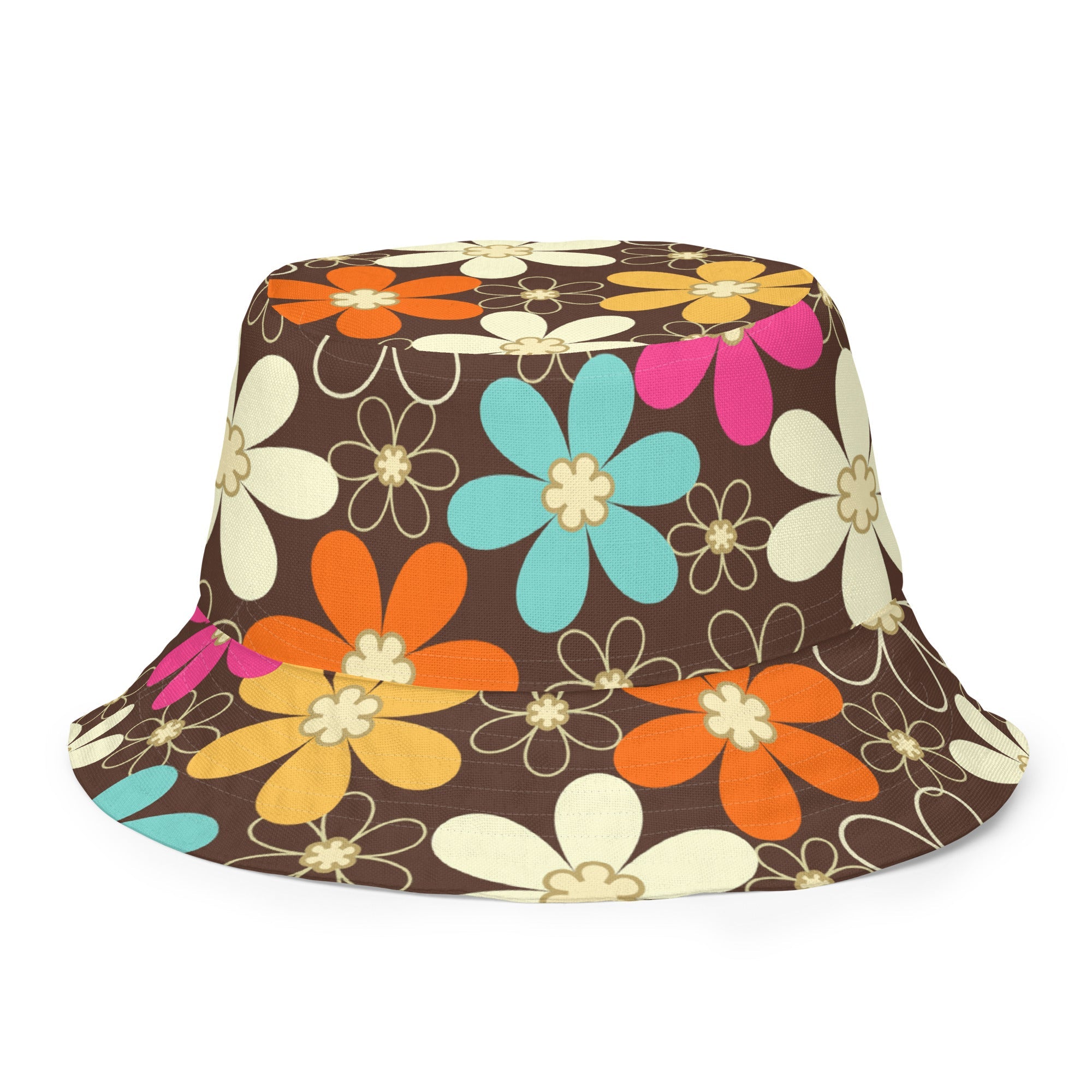 Kate McEnroe New York Groovy Mod Flower Reversible Bucket Hat, Retro 60s MCM Hippie StyleHats8041242_19255