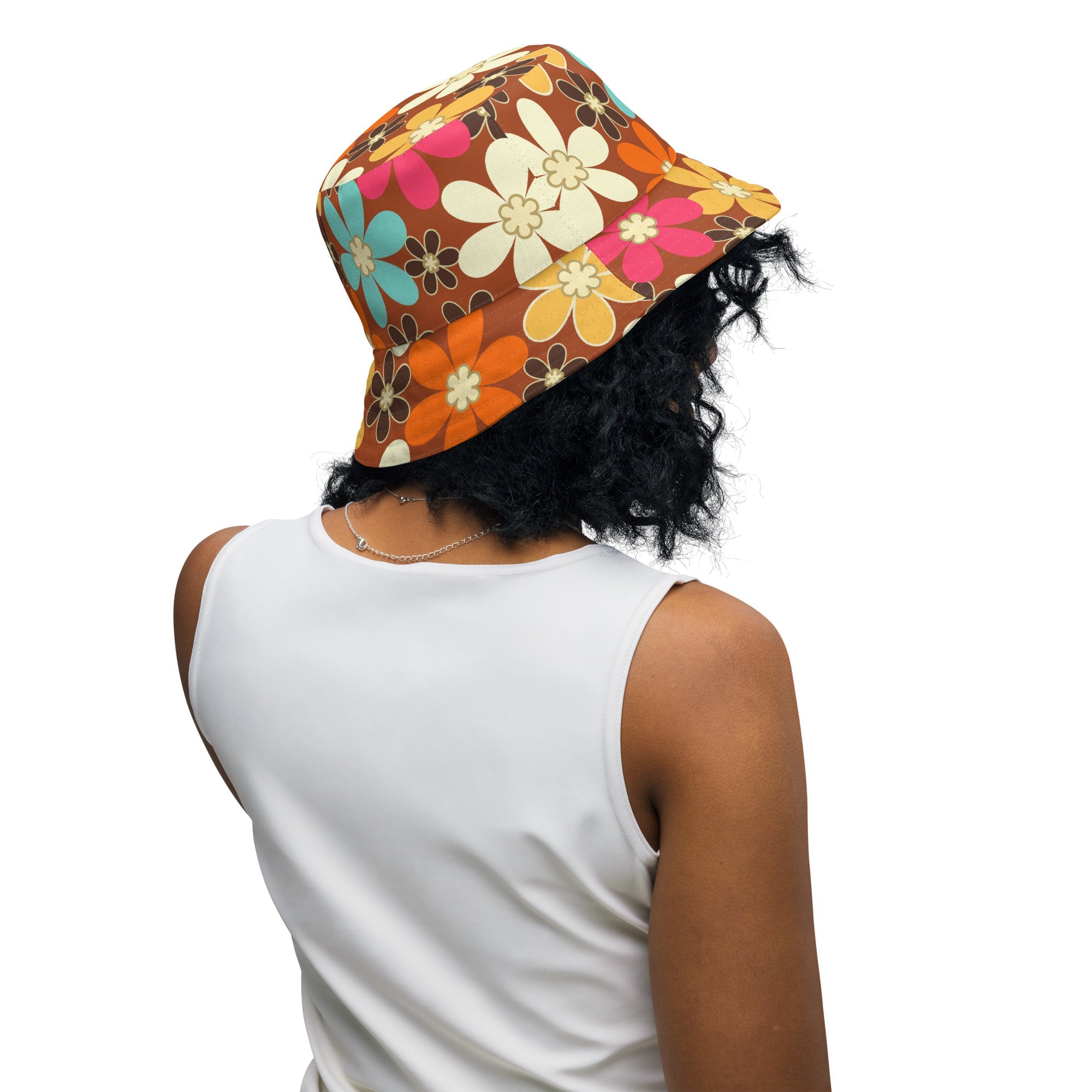 Kate McEnroe New York Groovy Mod Flower Reversible Bucket Hat, Retro 60s MCM Hippie StyleHats8041242_19255