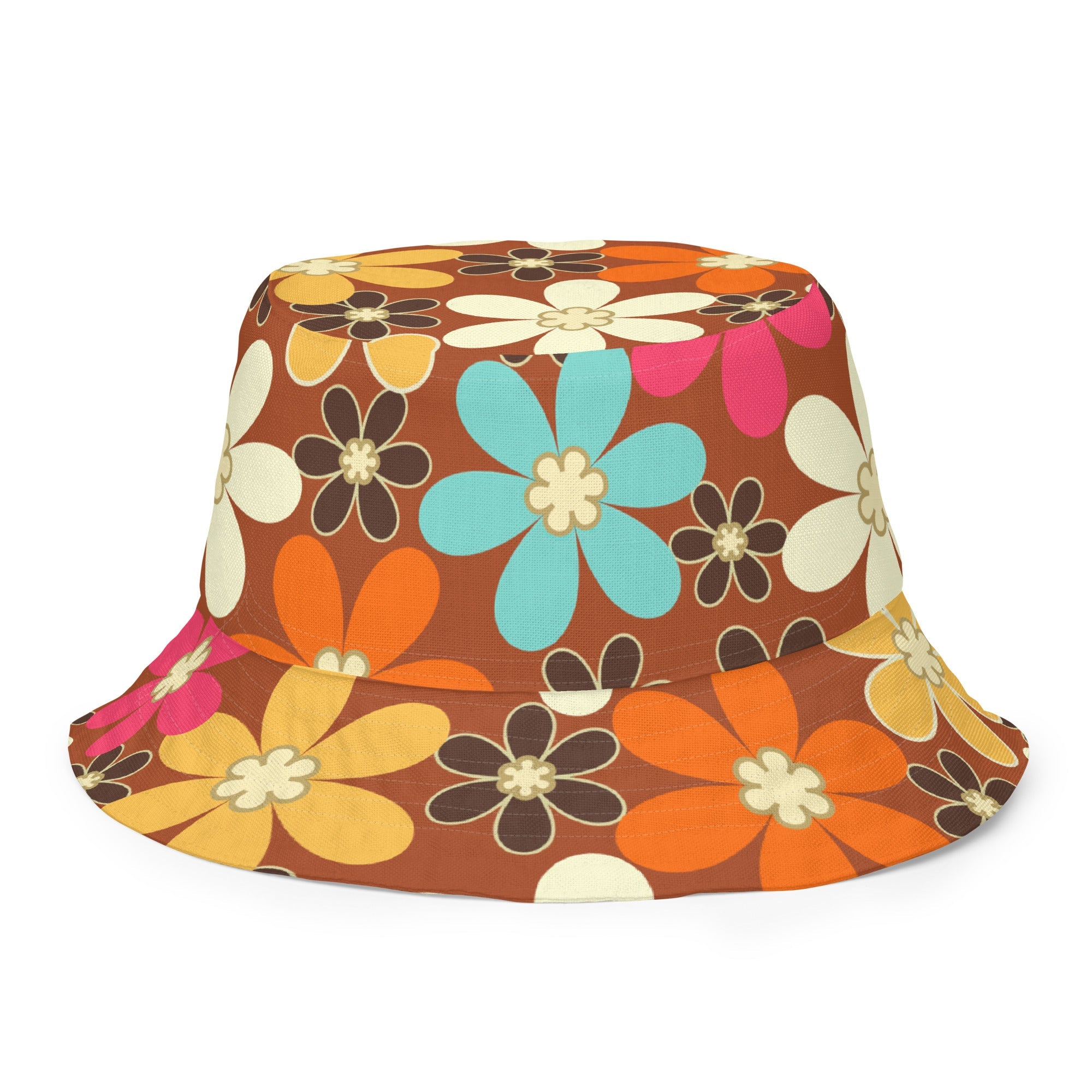 Kate McEnroe New York Groovy Mod Flower Reversible Bucket Hat, Retro 60s MCM Hippie StyleHats8041242_19255