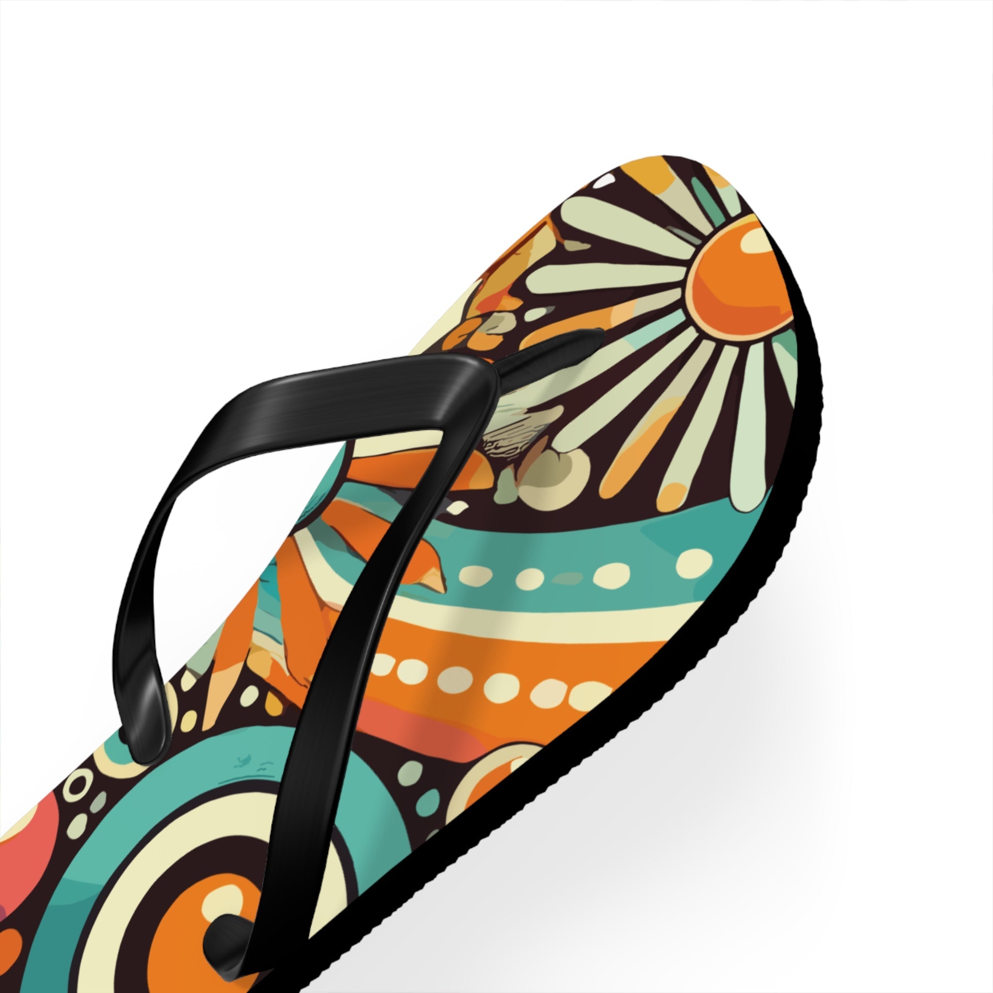 Kate McEnroe New York Groovy Orbs 70s Flip Flops, Retro Psychedelic Beach SandalsFlip Flops98737587492063124339