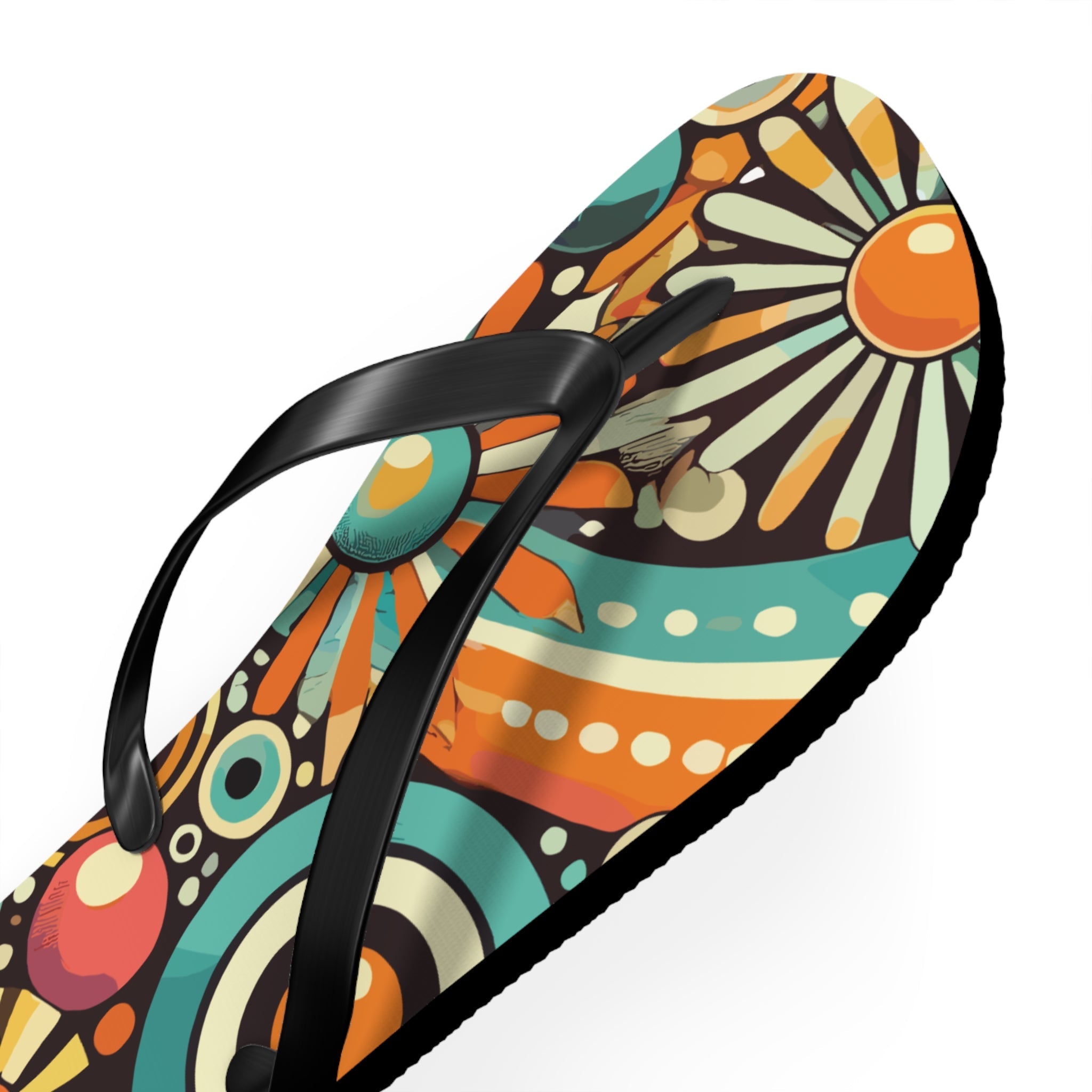 Kate McEnroe New York Groovy Orbs 70s Flip Flops, Retro Psychedelic Beach SandalsFlip Flops98737587492063124339