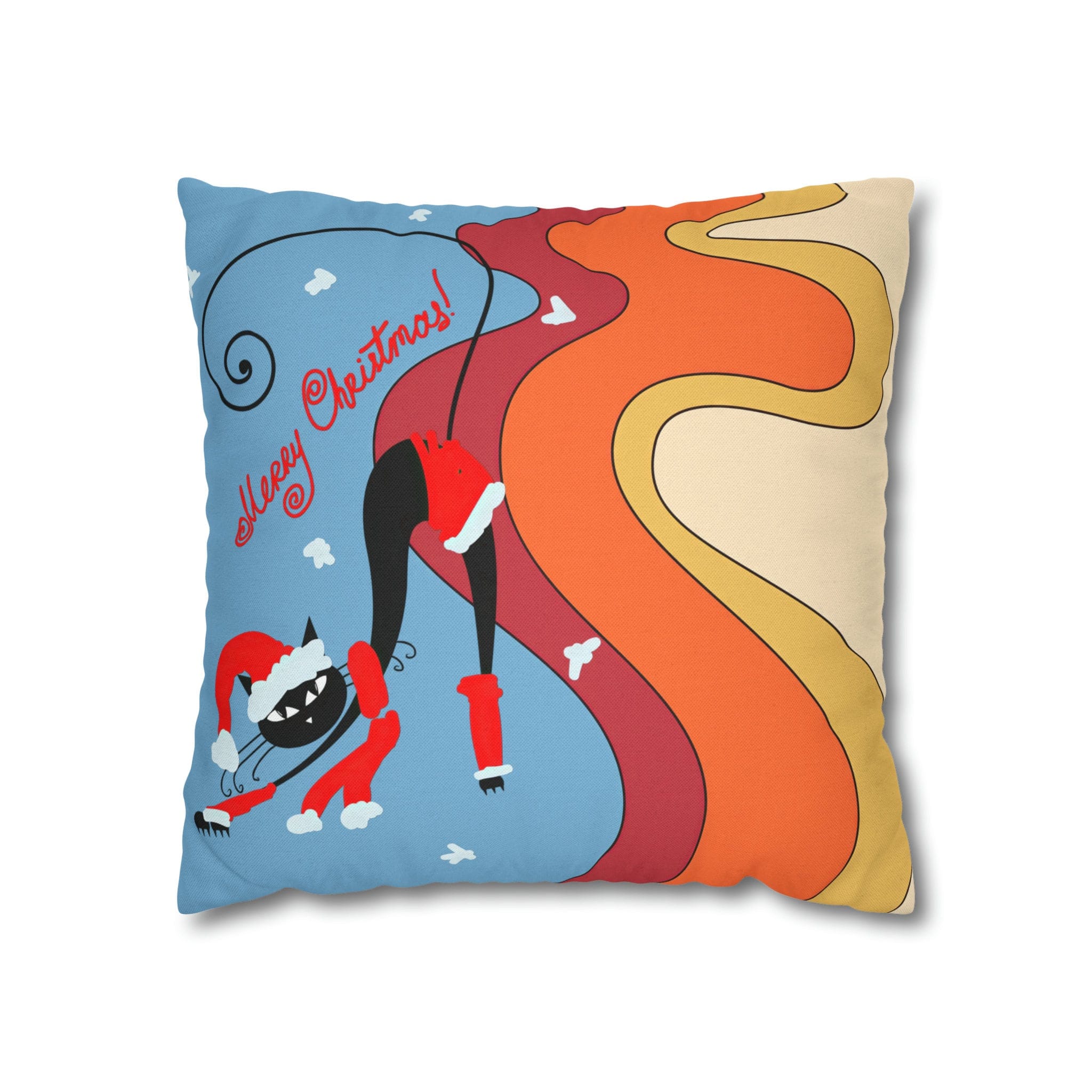 Kate McEnroe New York Groovy Retro Atomic Kitschy Cat Merry Christmas Pillow Cover, Mid Century Modern Cushion Covers, MCM Holiday Pillow CaseThrow Pillow Covers22459229526049089075