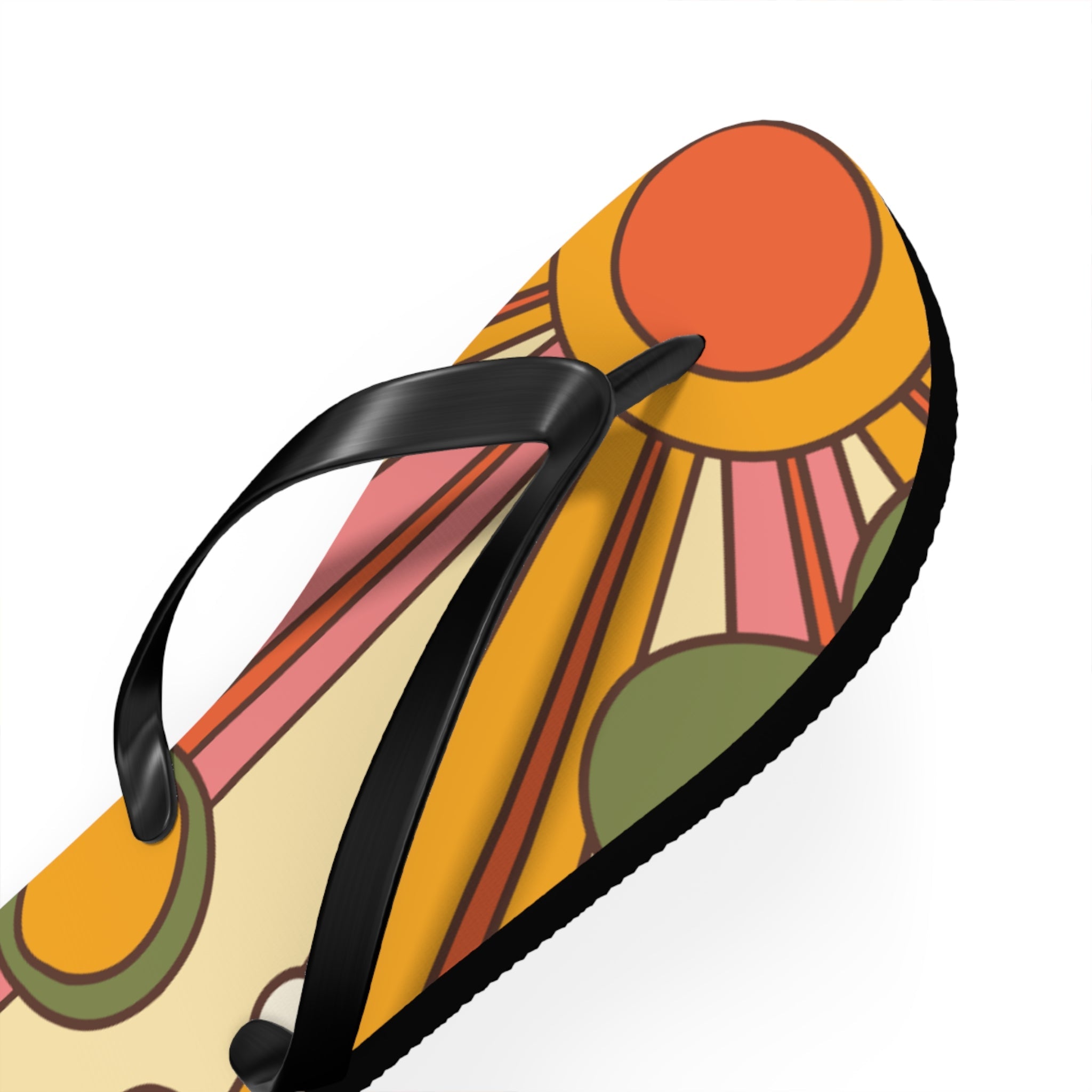 Kate McEnroe New York Groovy Sunshine 70s Flip Flops, Boho Sunburst Beach SandalsFlip Flops24380119764764566400
