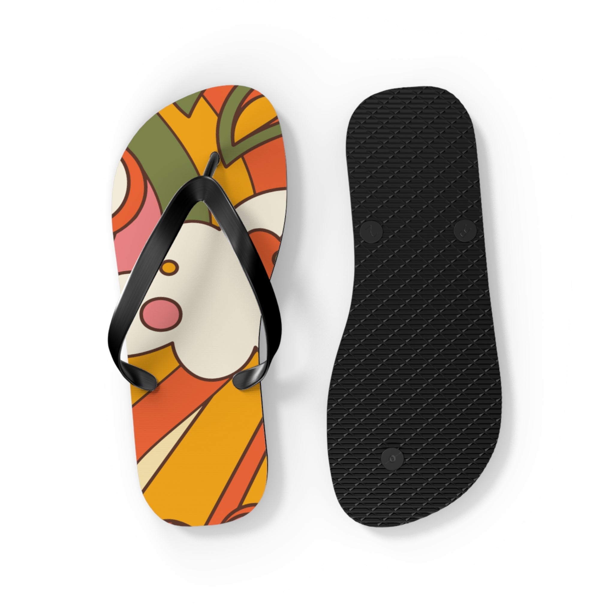 Kate McEnroe New York Groovy Sunshine 70s Flip Flops, Boho Sunburst Beach SandalsFlip Flops24380119764764566400