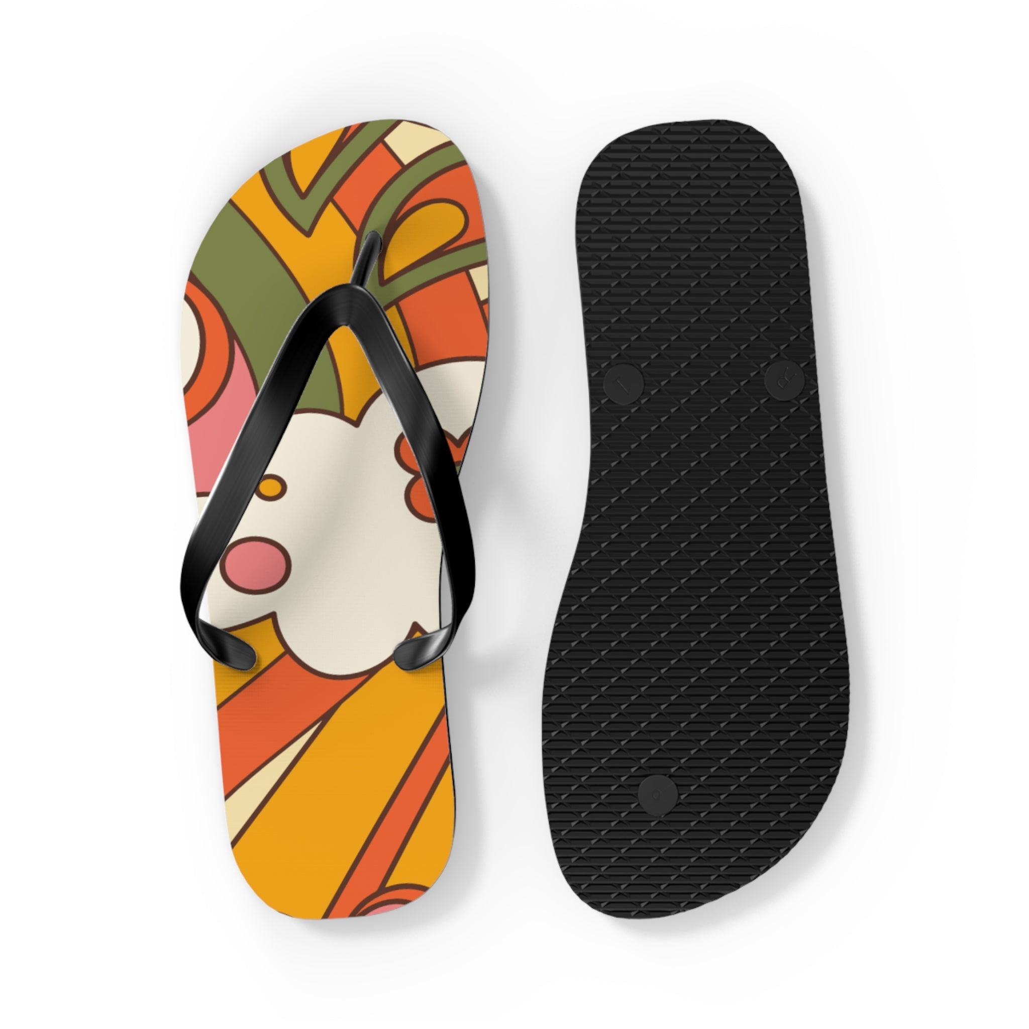 Kate McEnroe New York Groovy Sunshine 70s Flip Flops, Boho Sunburst Beach SandalsFlip Flops24380119764764566400