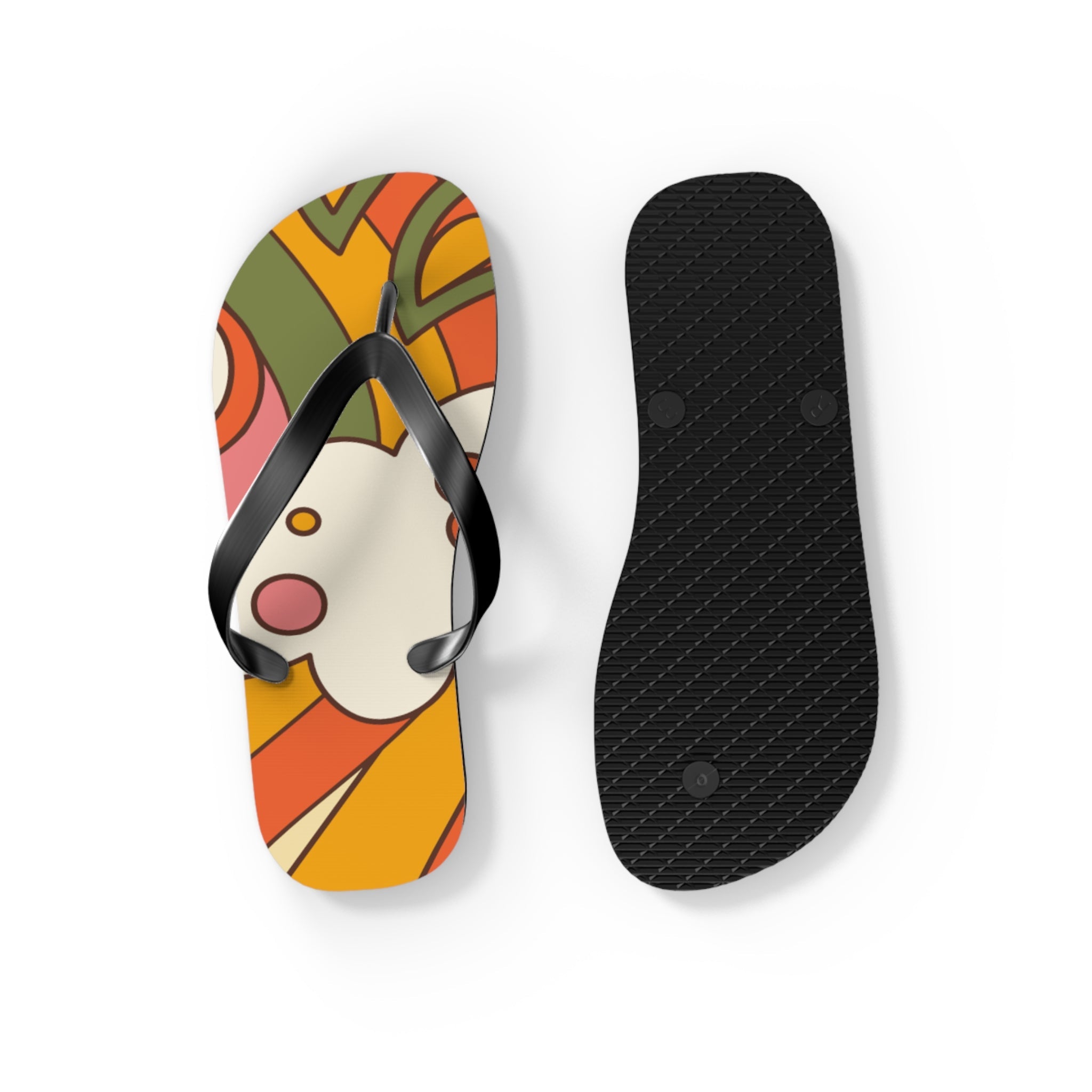 Kate McEnroe New York Groovy Sunshine 70s Flip Flops, Boho Sunburst Beach SandalsFlip Flops24380119764764566400
